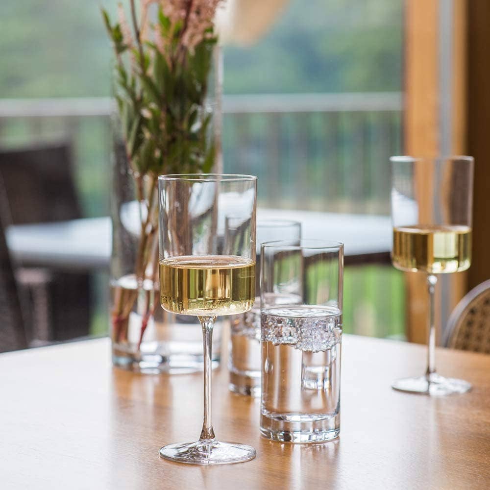 Superlative Square Edge Wine Glasses Set of 2 white wines.