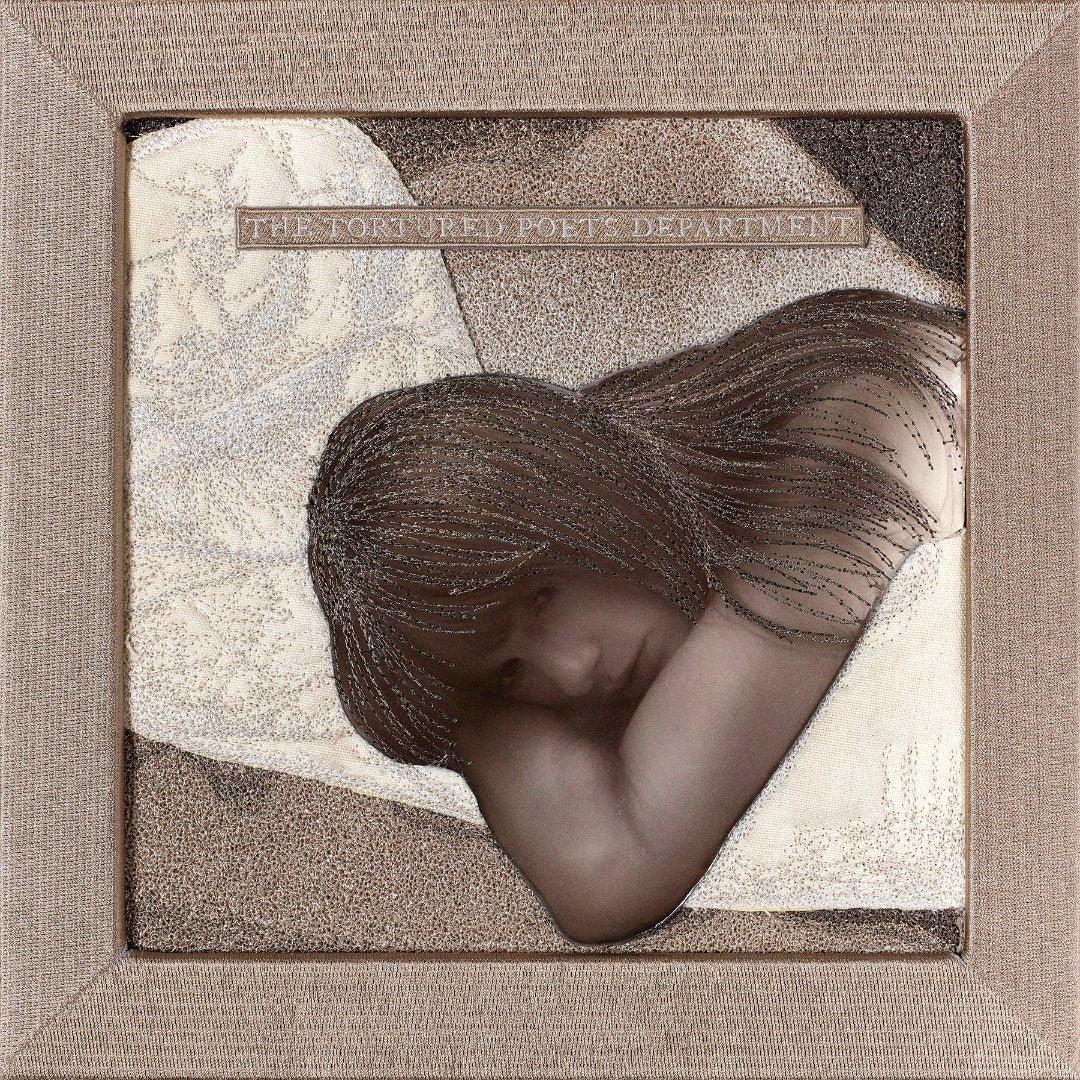 Stephen Wilson Embroidered Artwork Albums TAYLOR SWIFT TORTURED POETS DEPARTMENT BEIGE Art