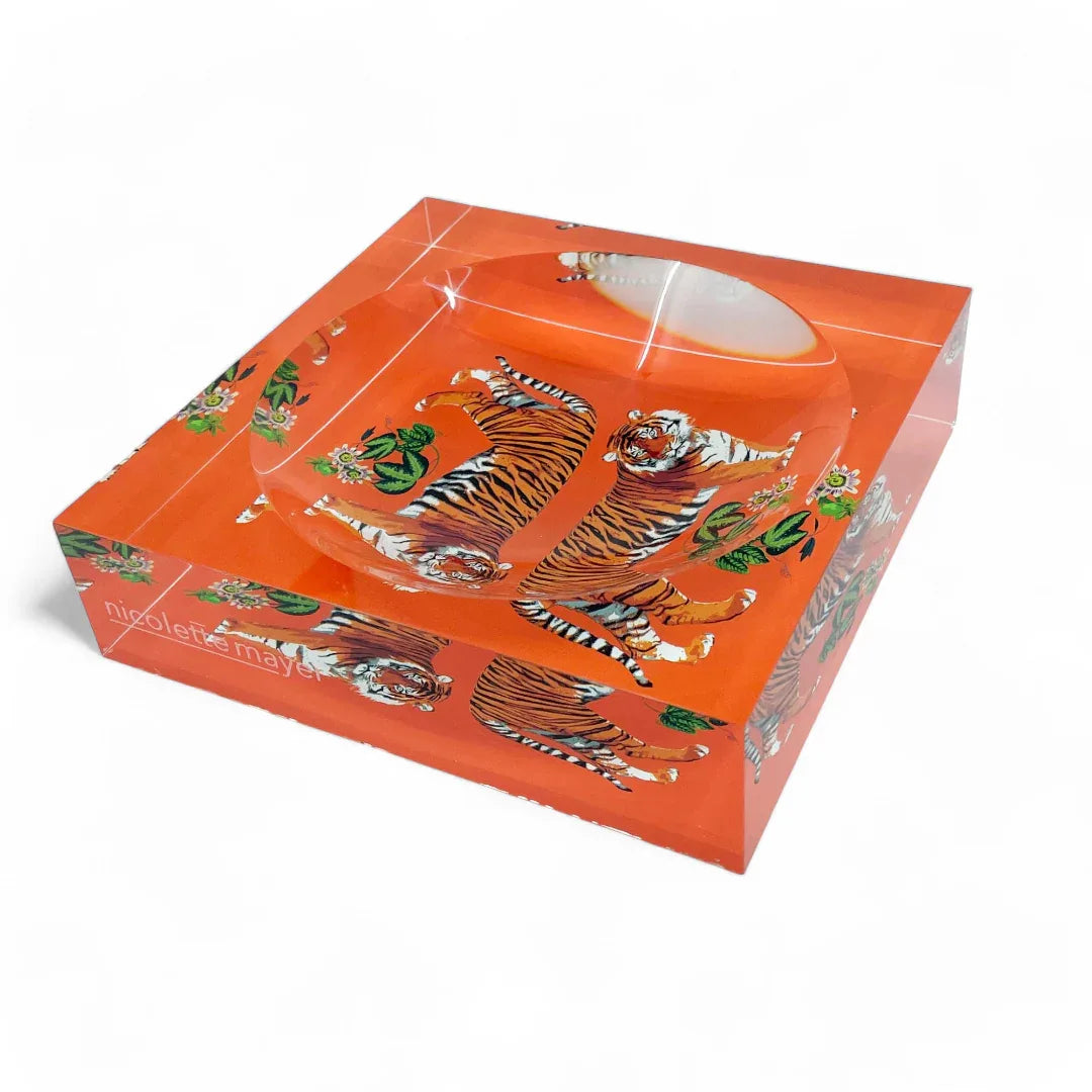 Tiger Seeing Double Orangerie Acrylic Candy Dish Candy Dish