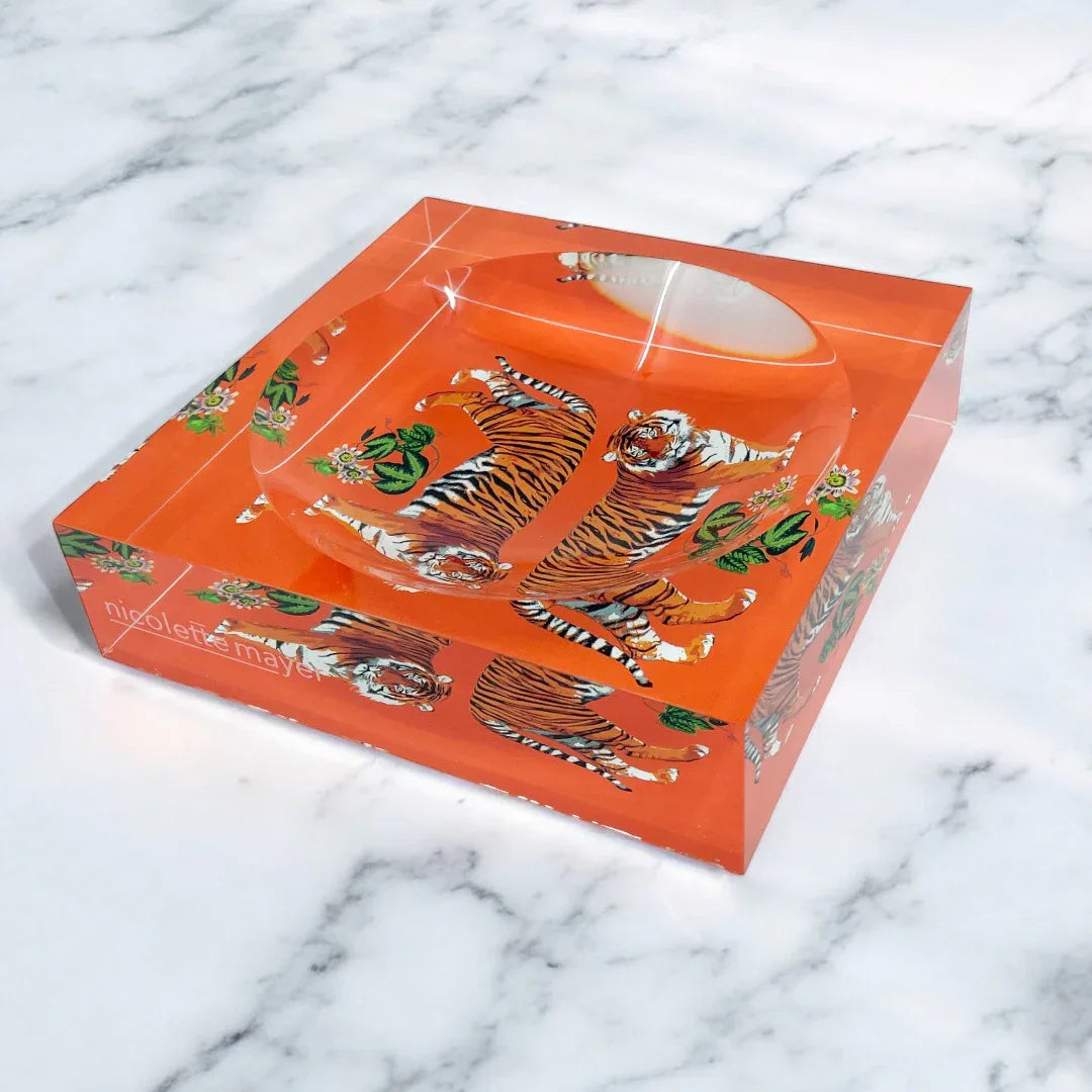 Tiger Seeing Double Orangerie Acrylic Candy Dish Candy Dish