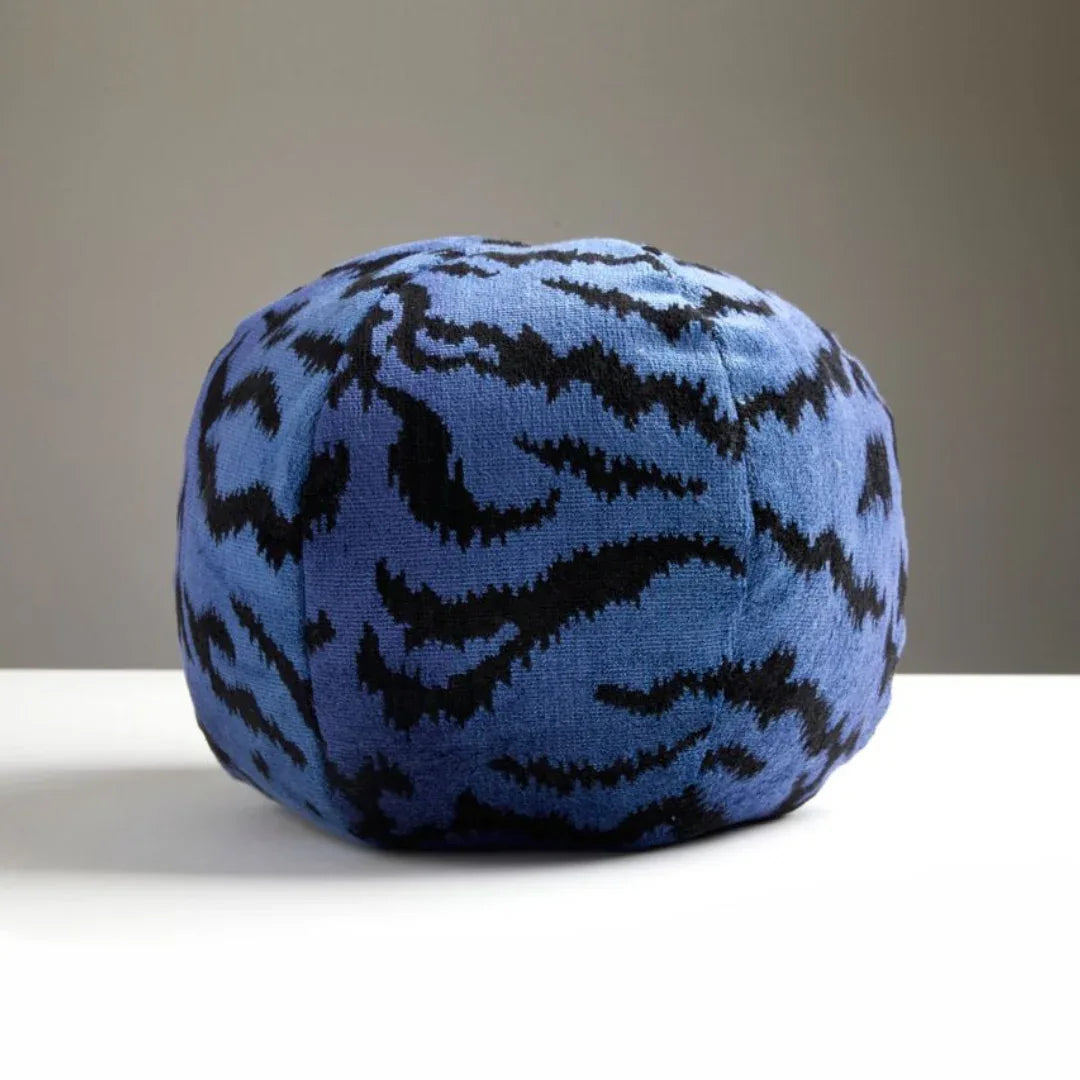Scalamandre Tigre Blue & Black Sphere Pillow Throw Pillows