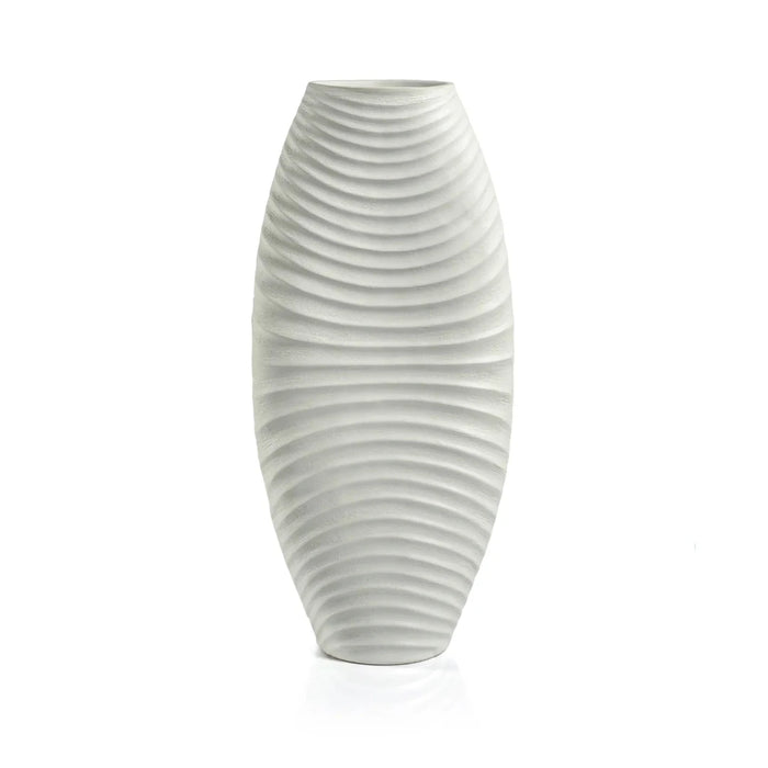 Toyama Rippled White Stoneware Vase