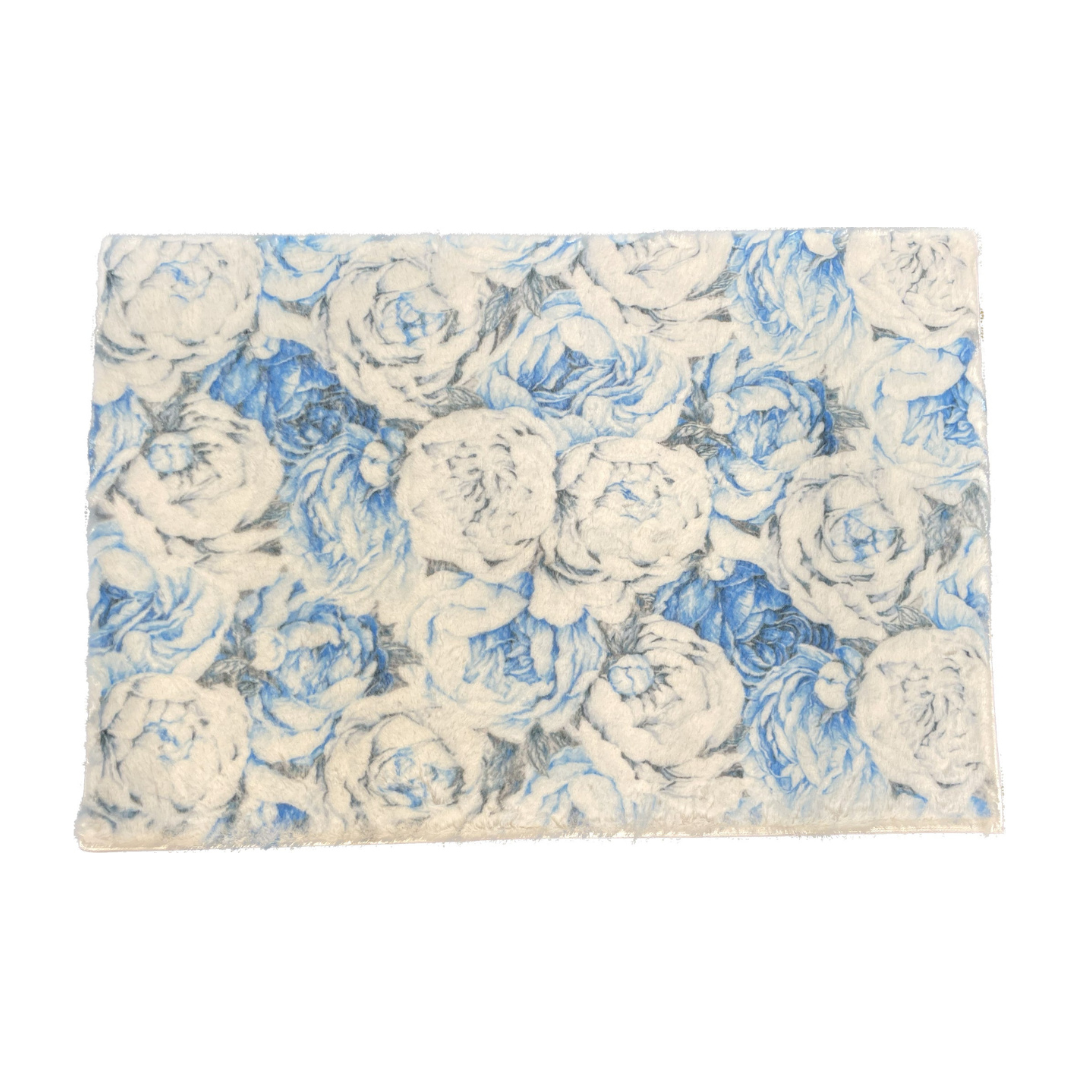 Peony Passion Delft White Rectangle Cloud Rug