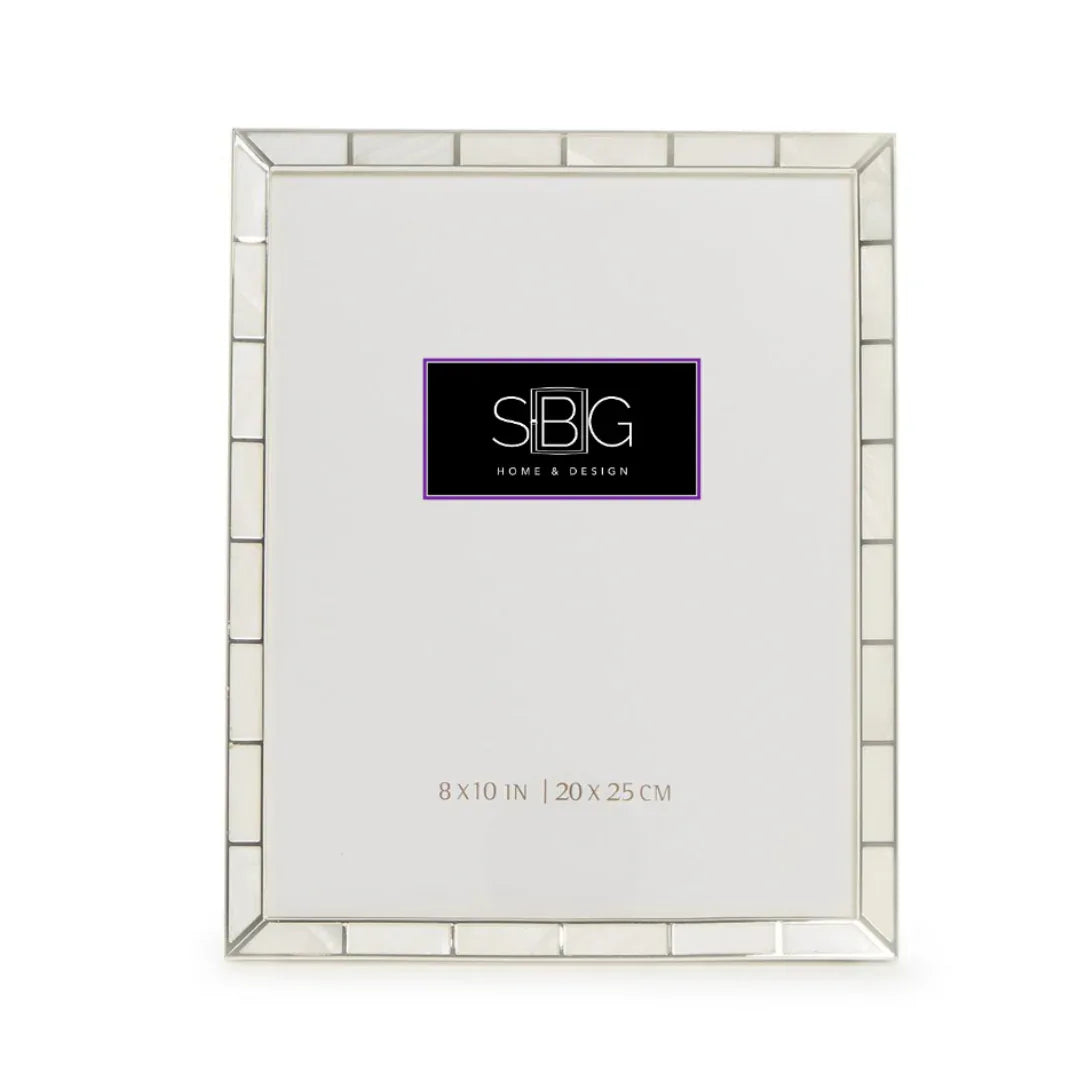 Mother of Pearl & Silver Plated Metal Frame 8x10" Picture Frame