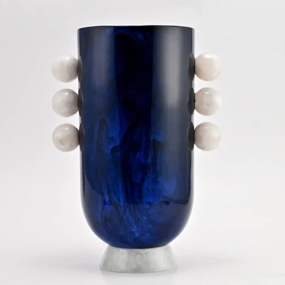 Allure Vase Snow Ball Handle Azure Decorative Vases