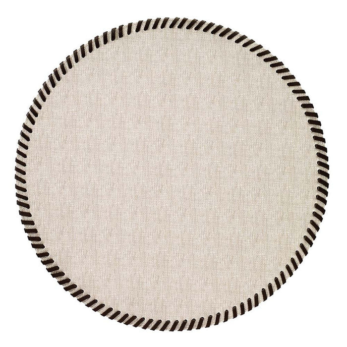 Whipstitch Round Vinyl Placemats with Leather Trim