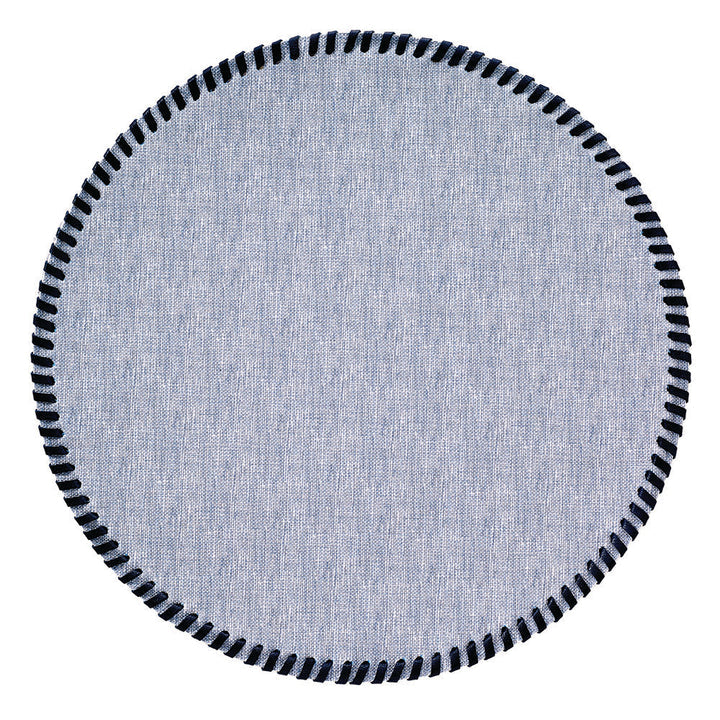Whipstitch Round Vinyl Placemats with Leather Trim