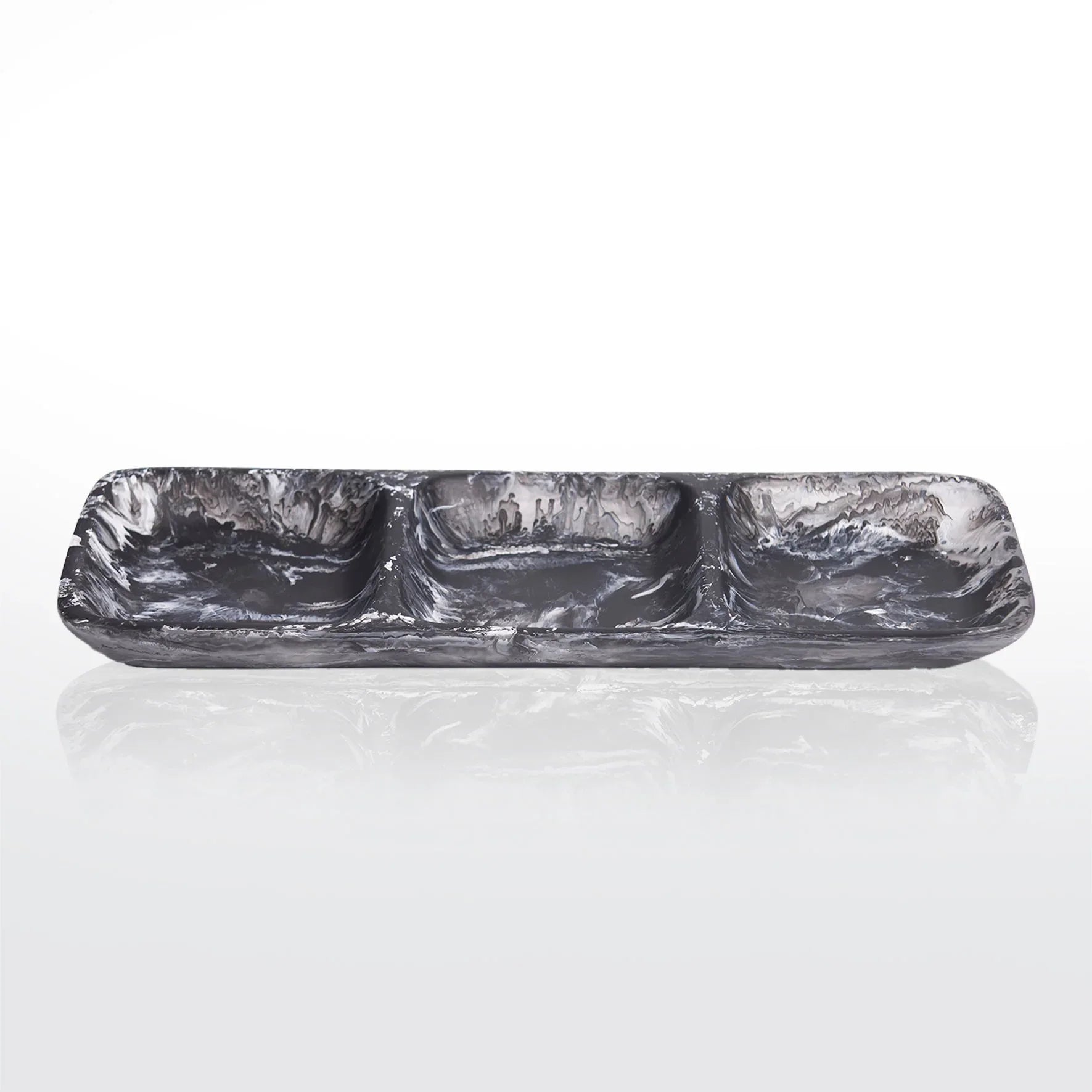 Everyday 3 Part Tray Large Black Swirl Serving Tray