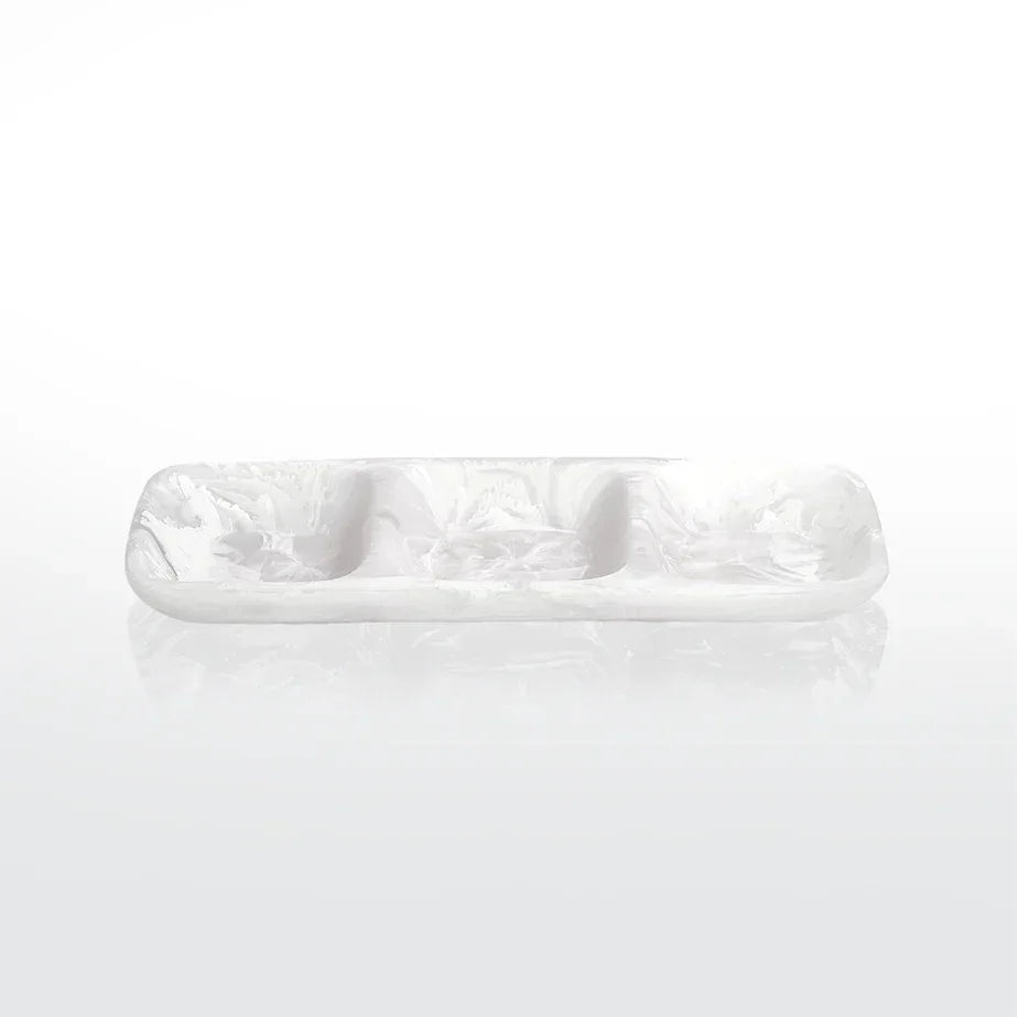 Everyday 3 Part Tray Large White Swirl Serving Tray