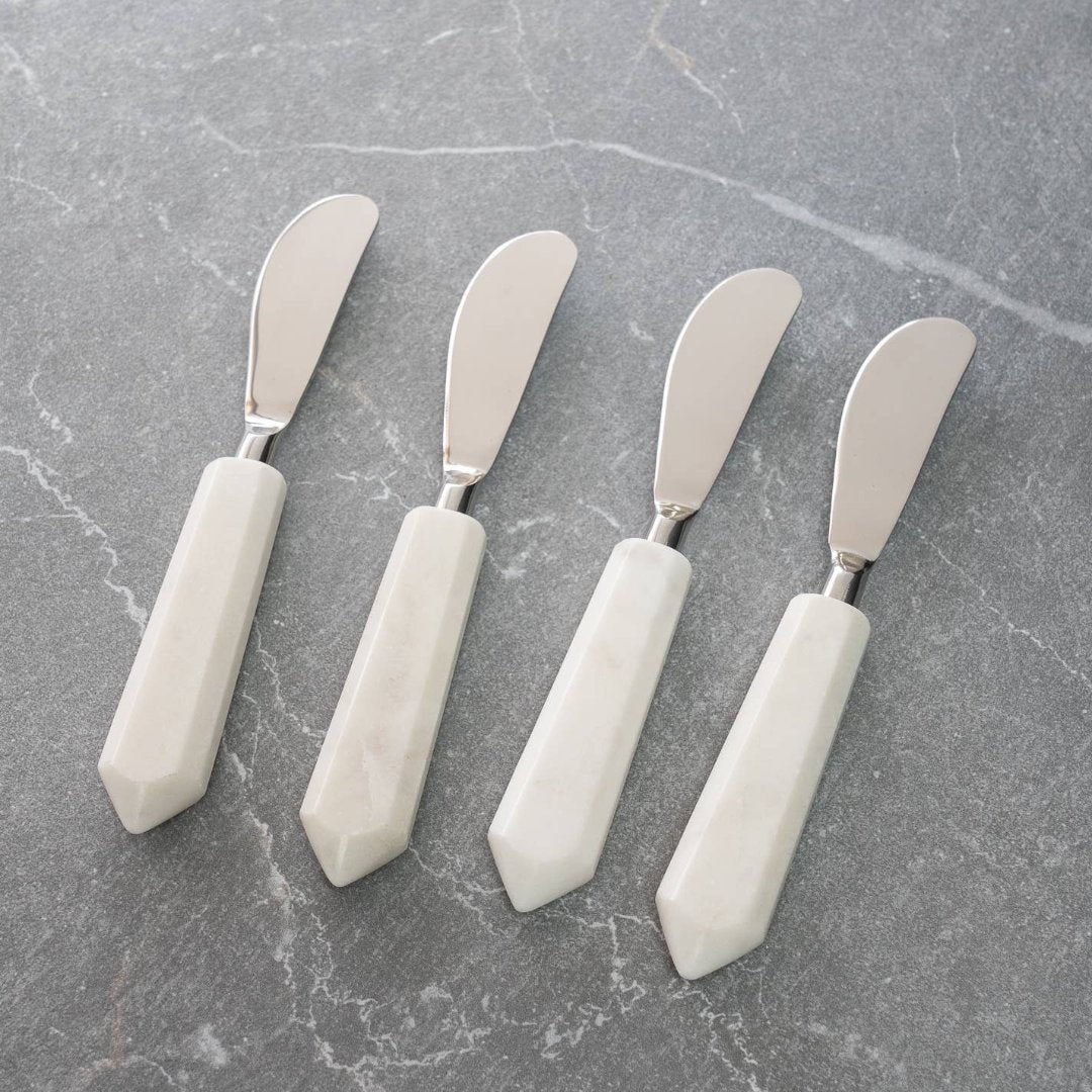 White Marble Stone Spreaders Set 4