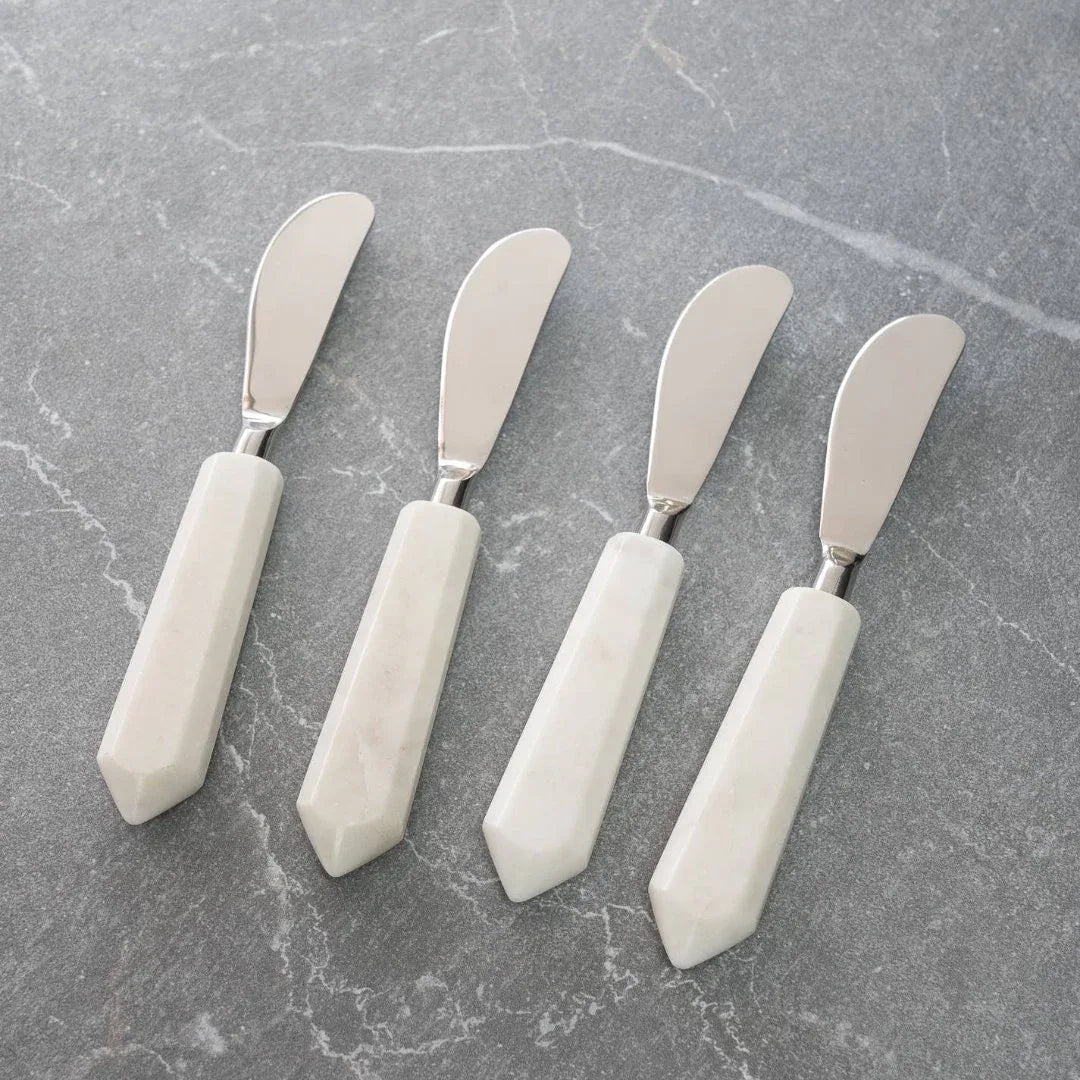 White Marble Stone Spreaders Set 4 Spreaders