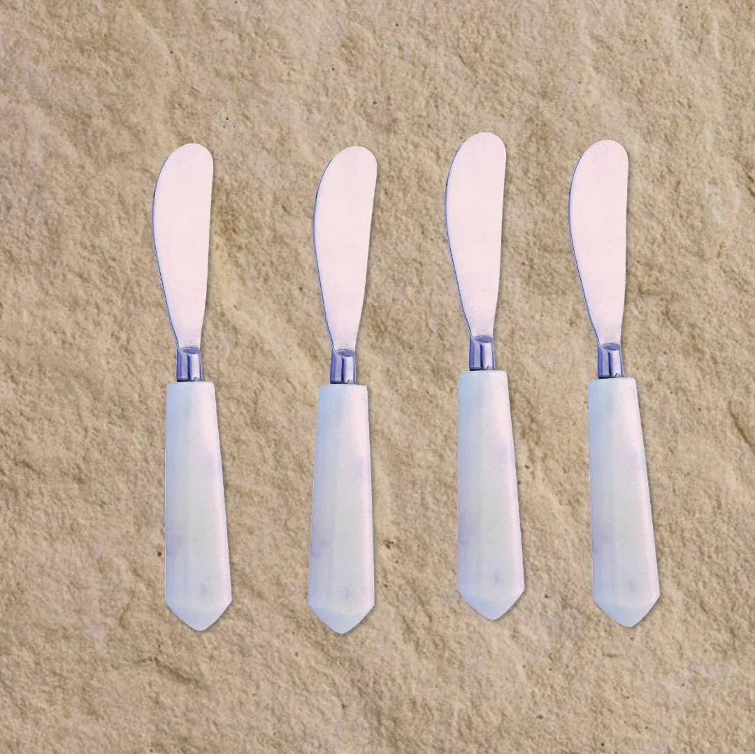 White Marble Stone Spreaders Set 4 Spreaders