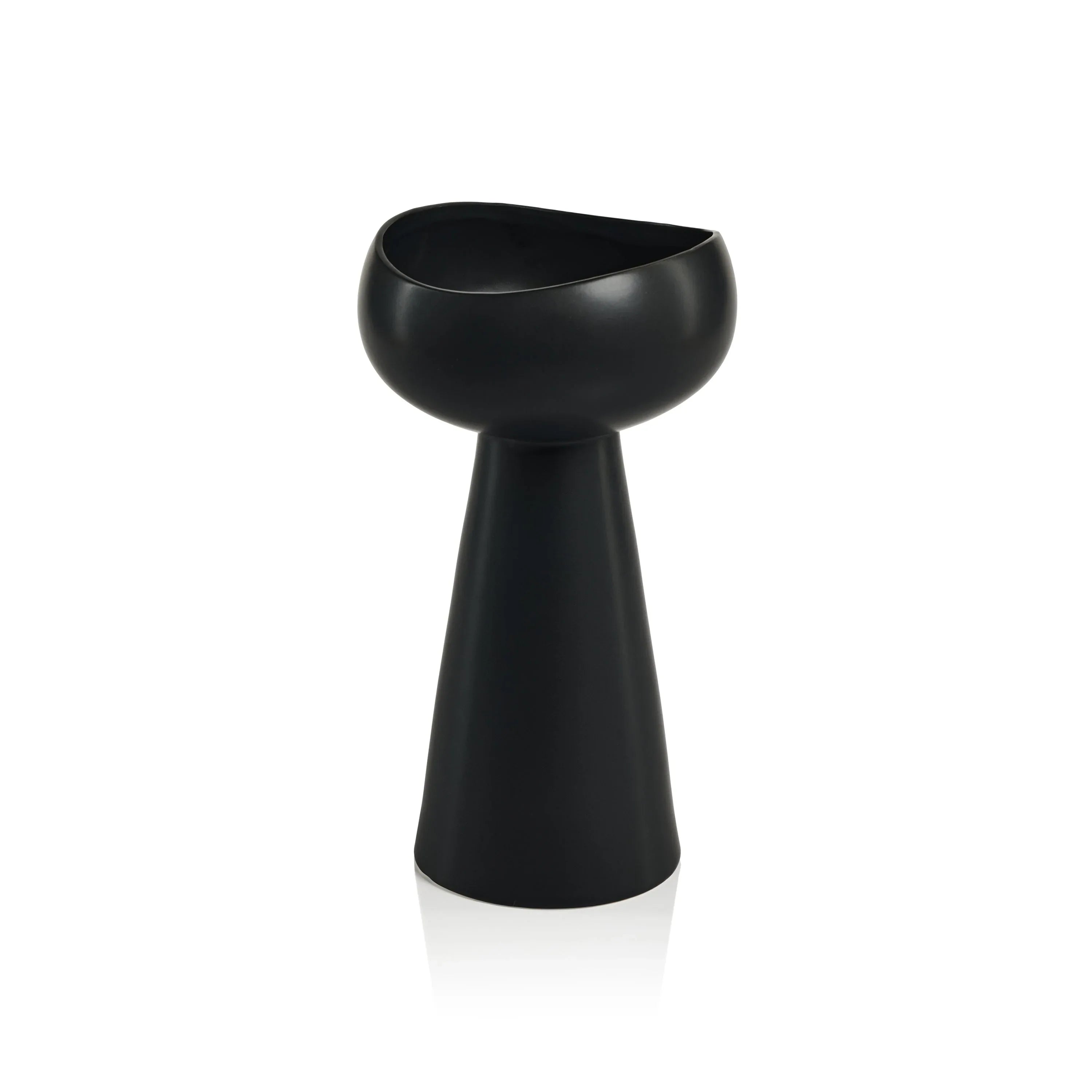 Comarca Ceramic Dual Purpose Taper Pillar Holder S/2 Black Candleholder