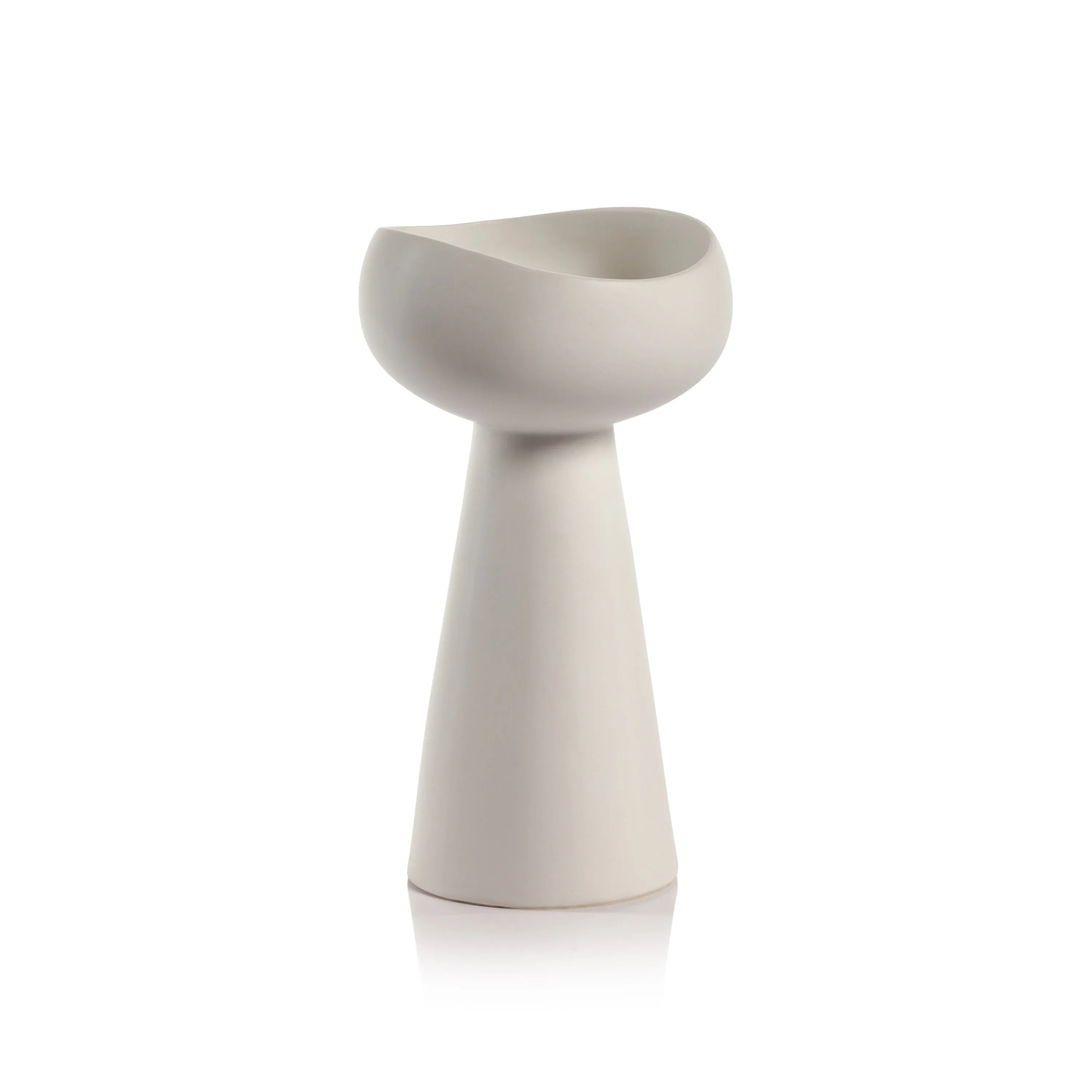 Comarca Ceramic Dual Purpose Taper Pillar Holder S/2 White Candleholder