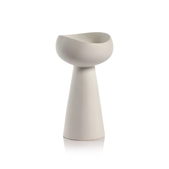 Comarca Ceramic Dual Purpose Taper Pillar Holder S/2 White Candleholder