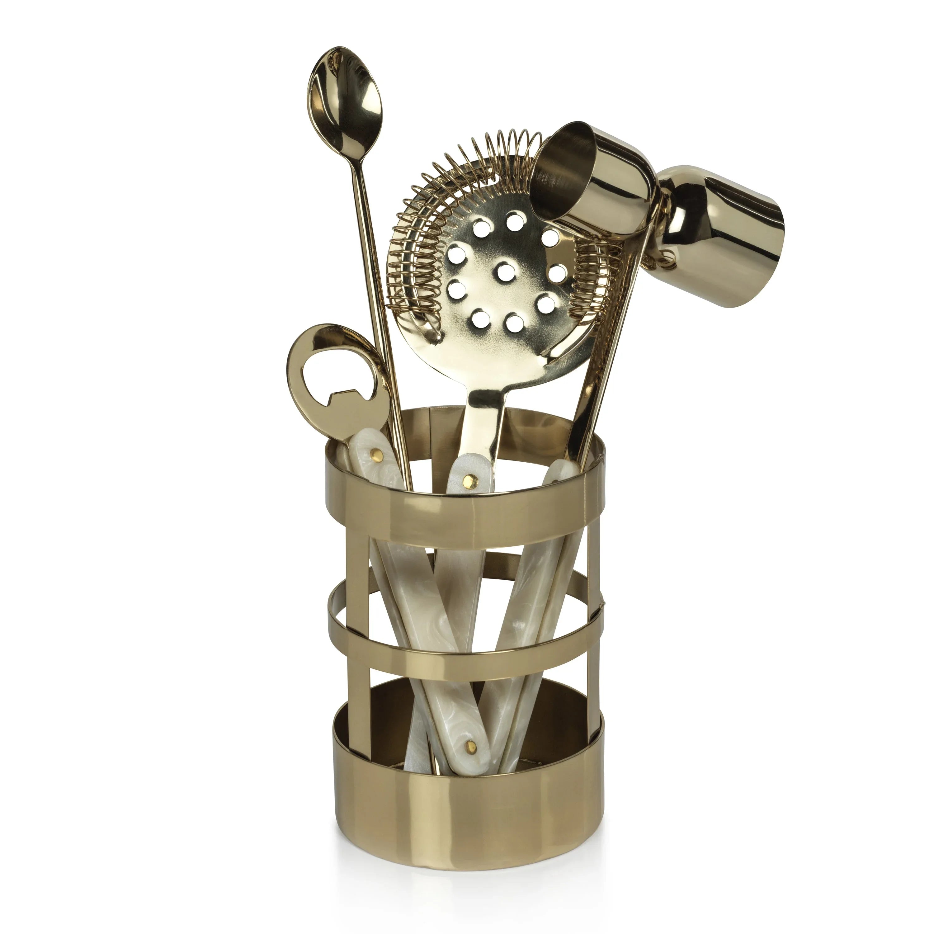 Knightsbridge 5 Piece Bar Set - Gold Barware