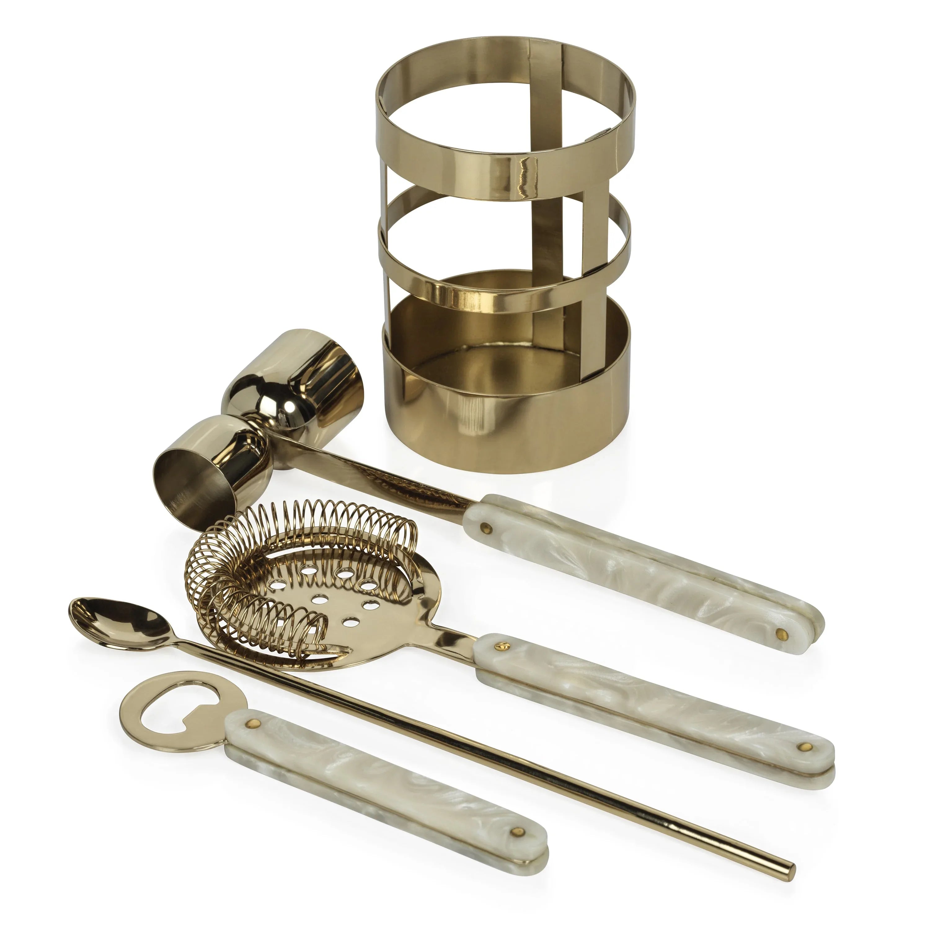 Knightsbridge 5 Piece Bar Set - Gold Barware