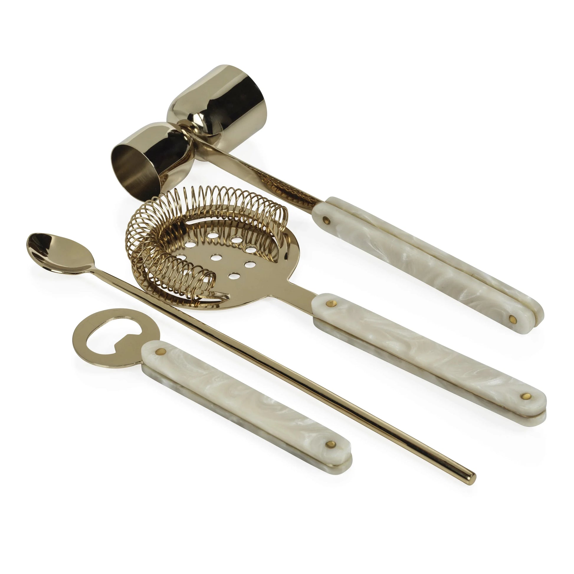 Knightsbridge 5 Piece Bar Set - Gold Barware