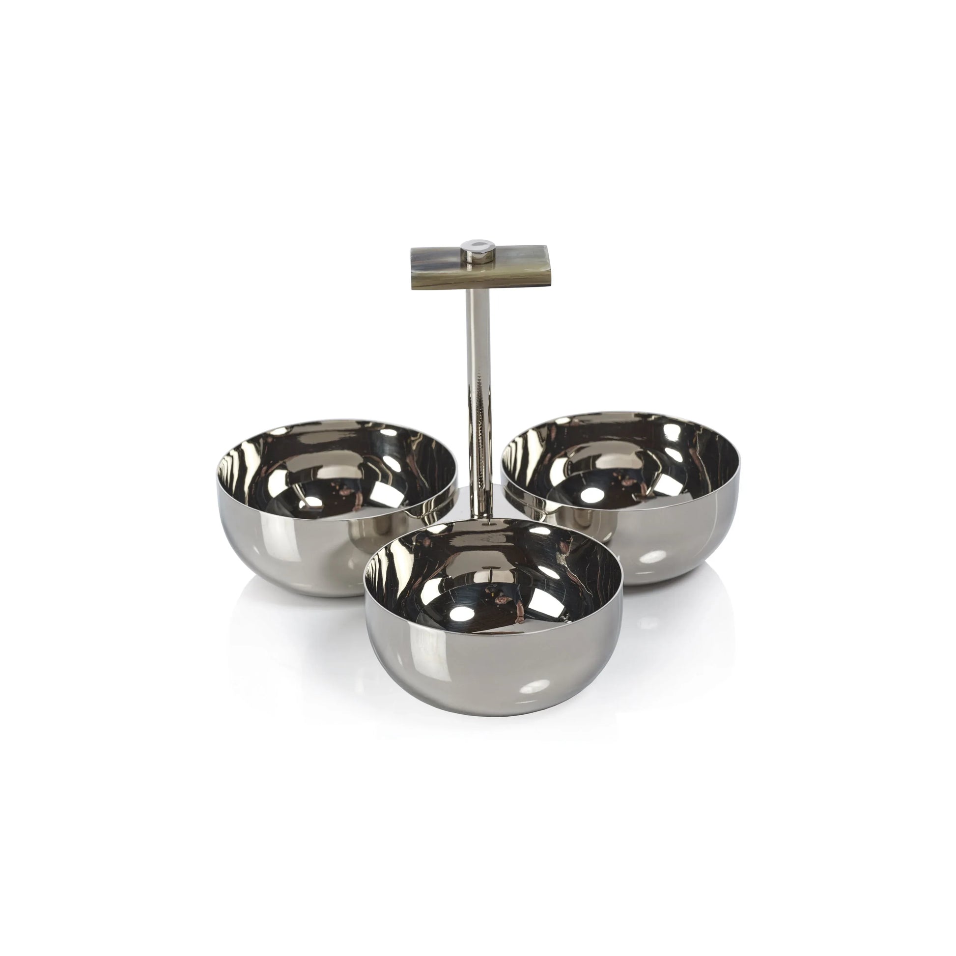 Bradley Condiment Set with Horn Trim & Nickel Serveware