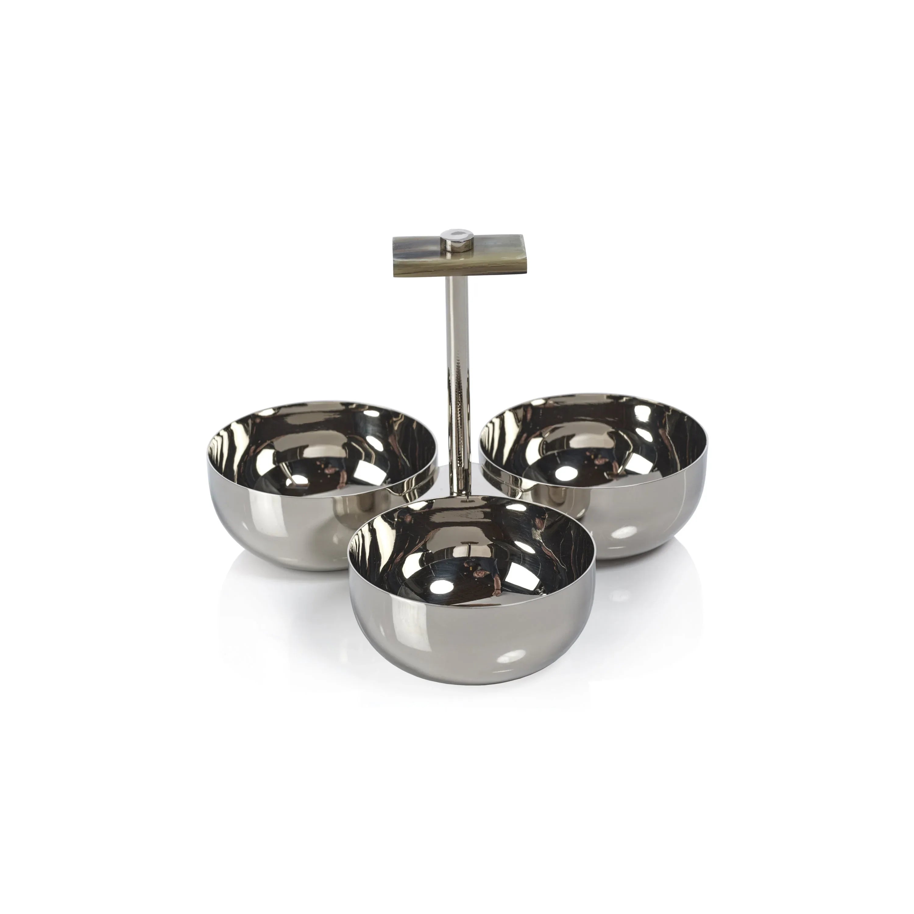 Bradley Condiment Set with Horn Trim & Nickel Serveware