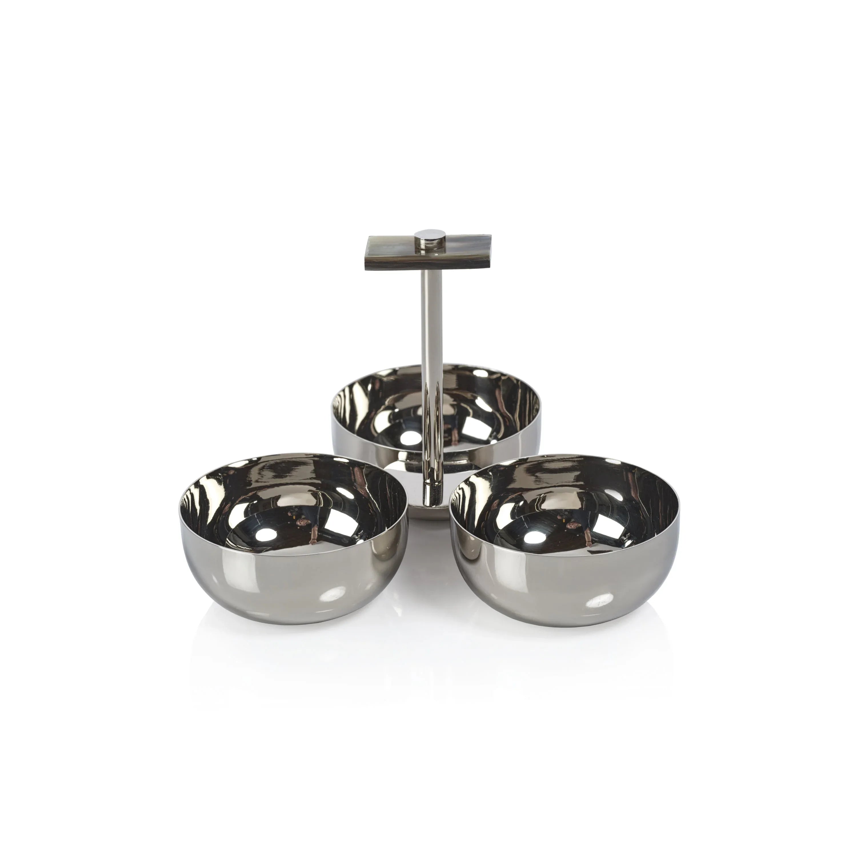Bradley Condiment Set with Horn Trim & Nickel Serveware