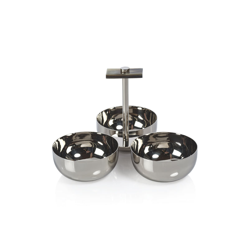 Bradley Condiment Set with Horn Trim & Nickel