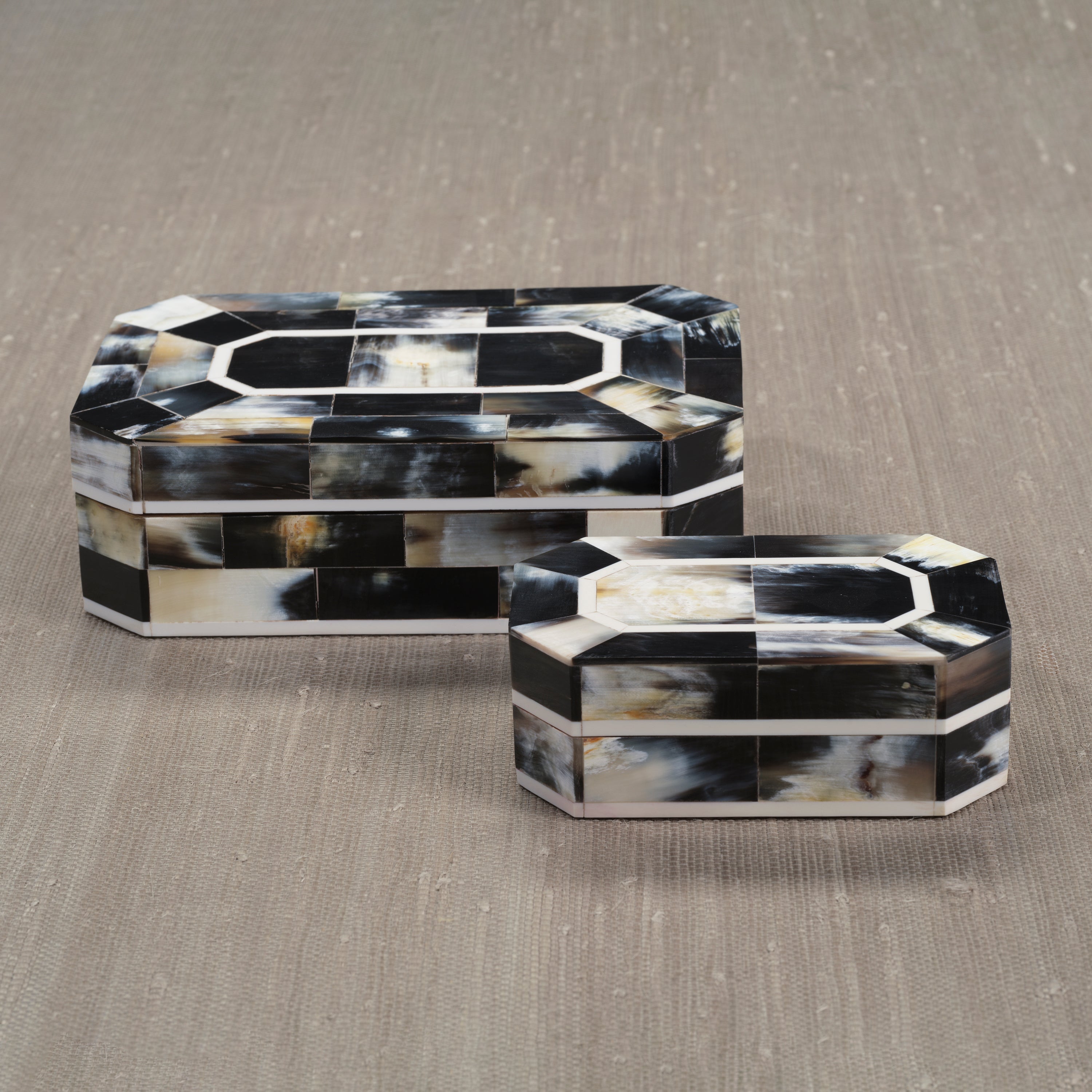 Corviglia Black Horn Box with Ivory Trim