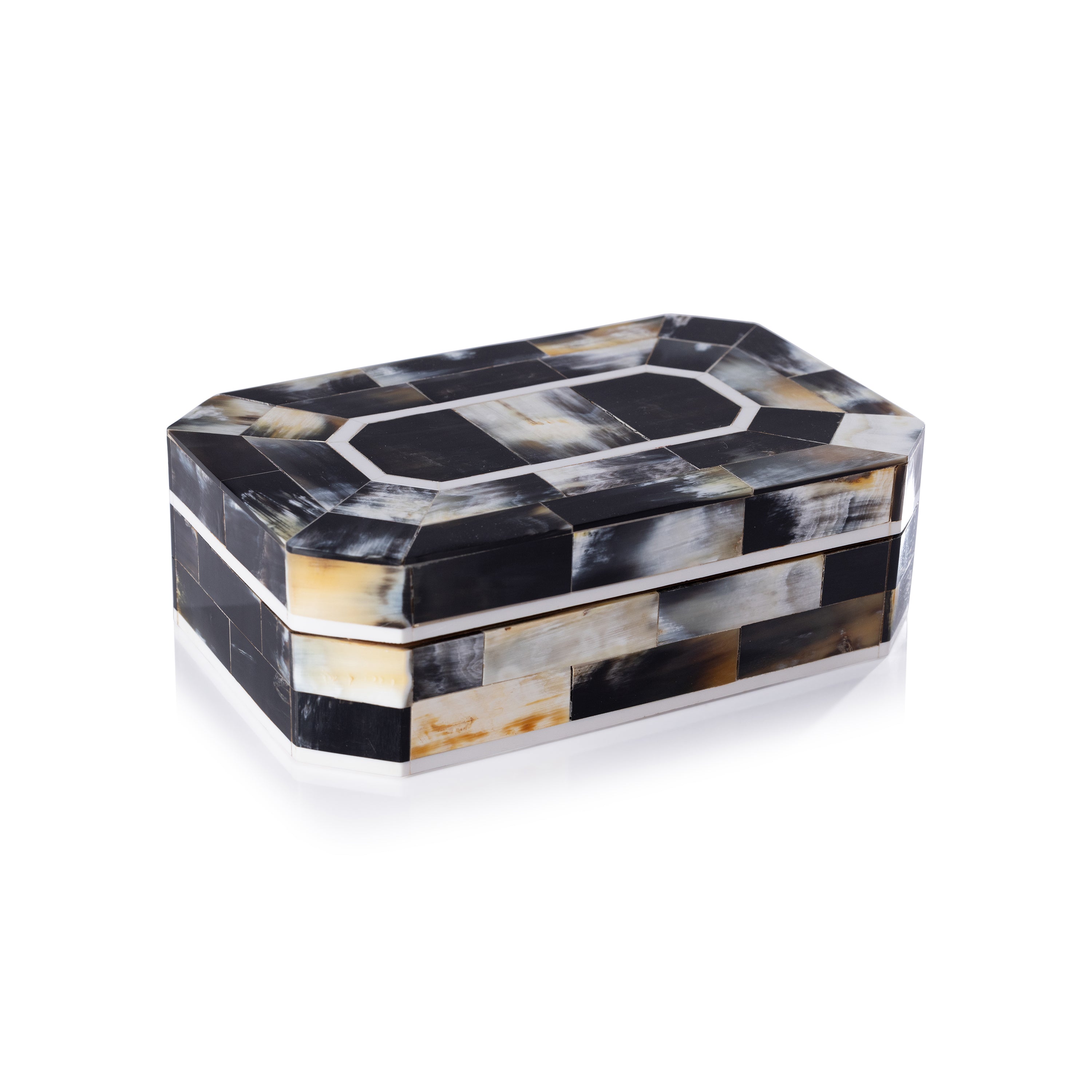Corviglia Black Horn Box with Ivory Trim