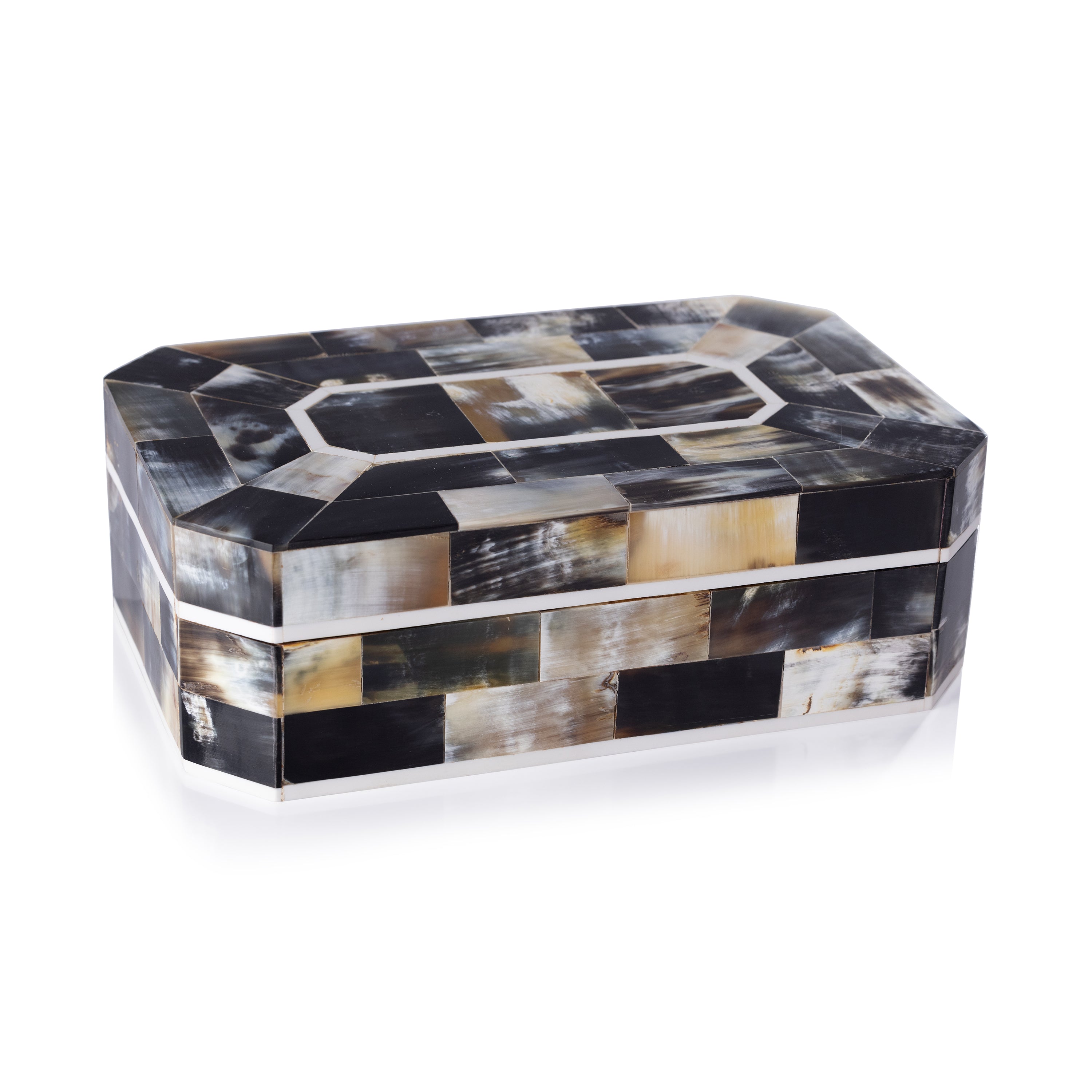 Corviglia Black Horn Box with Ivory Trim