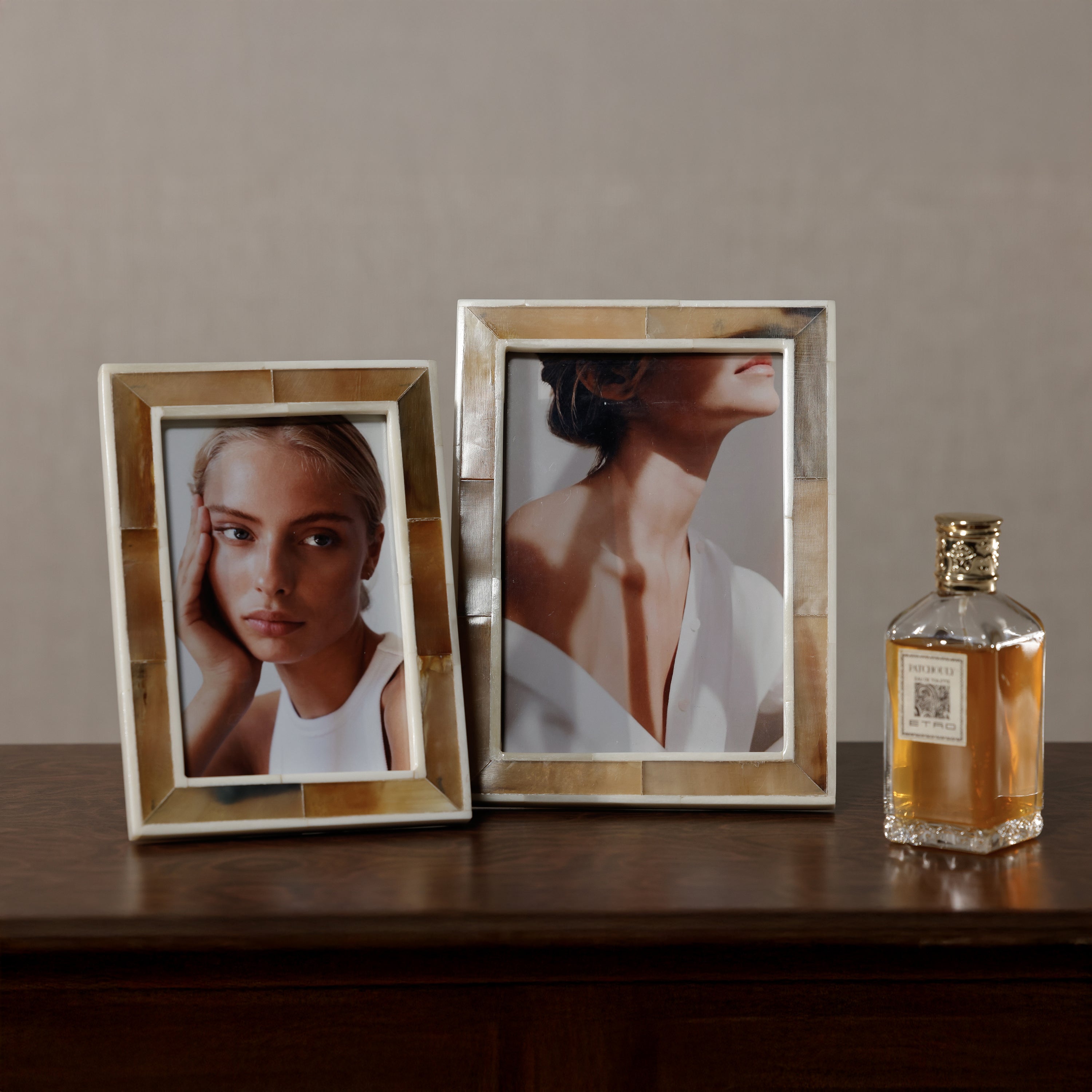 Haven Brown Horn White Bone Border Frame