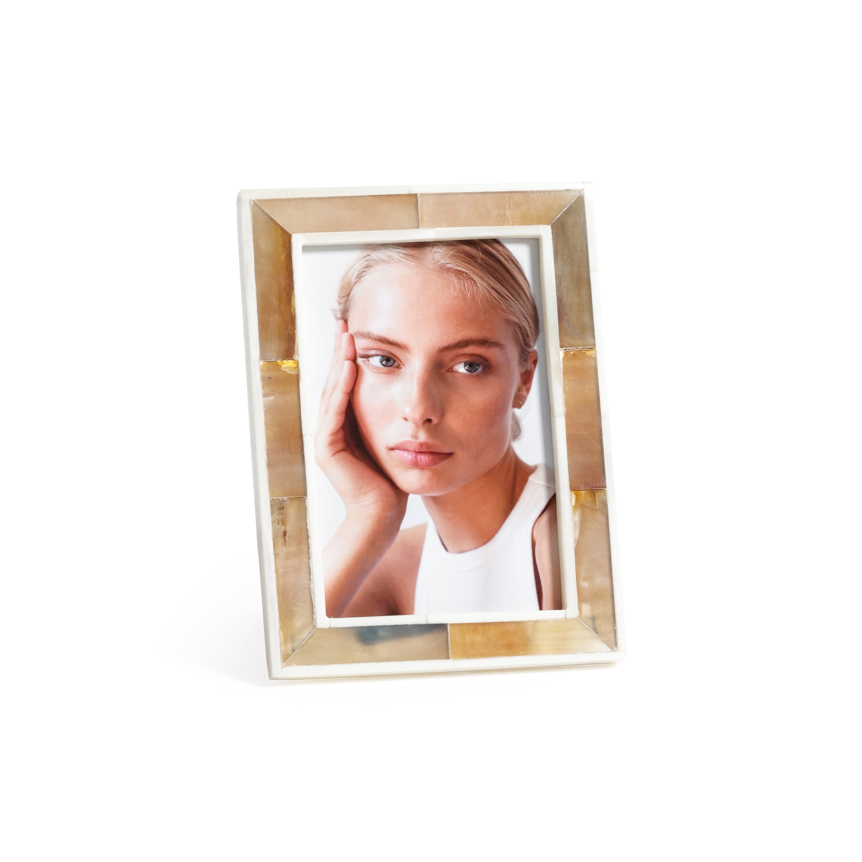 Haven Brown Horn White Bone Border Frame