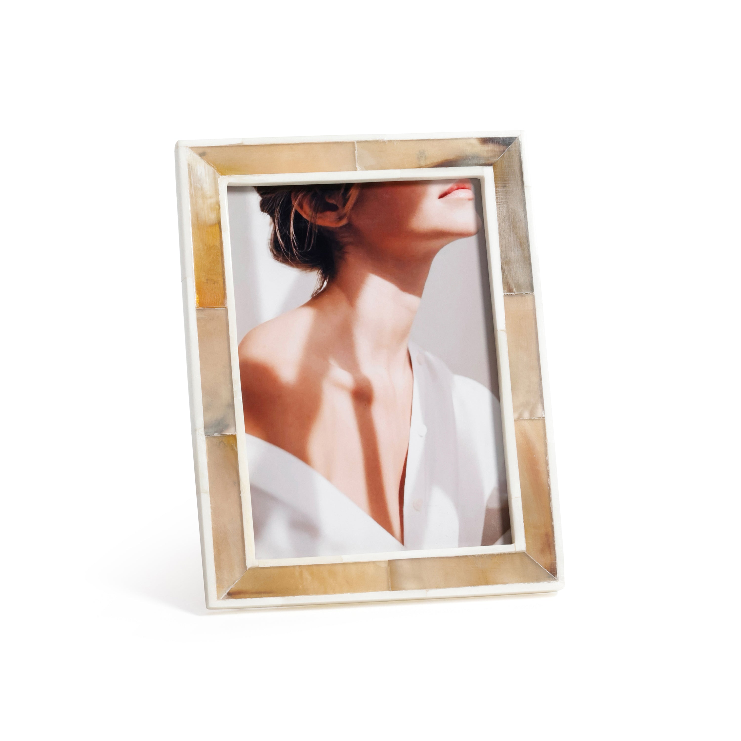 Haven Brown Horn White Bone Border Frame