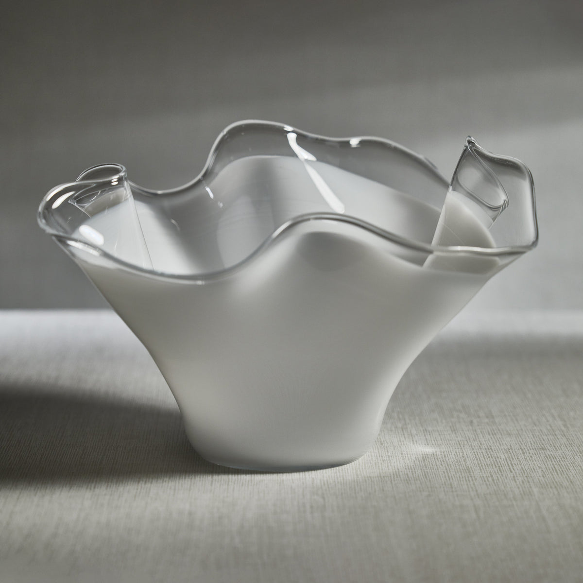 Delia Wave Glass Bowl White