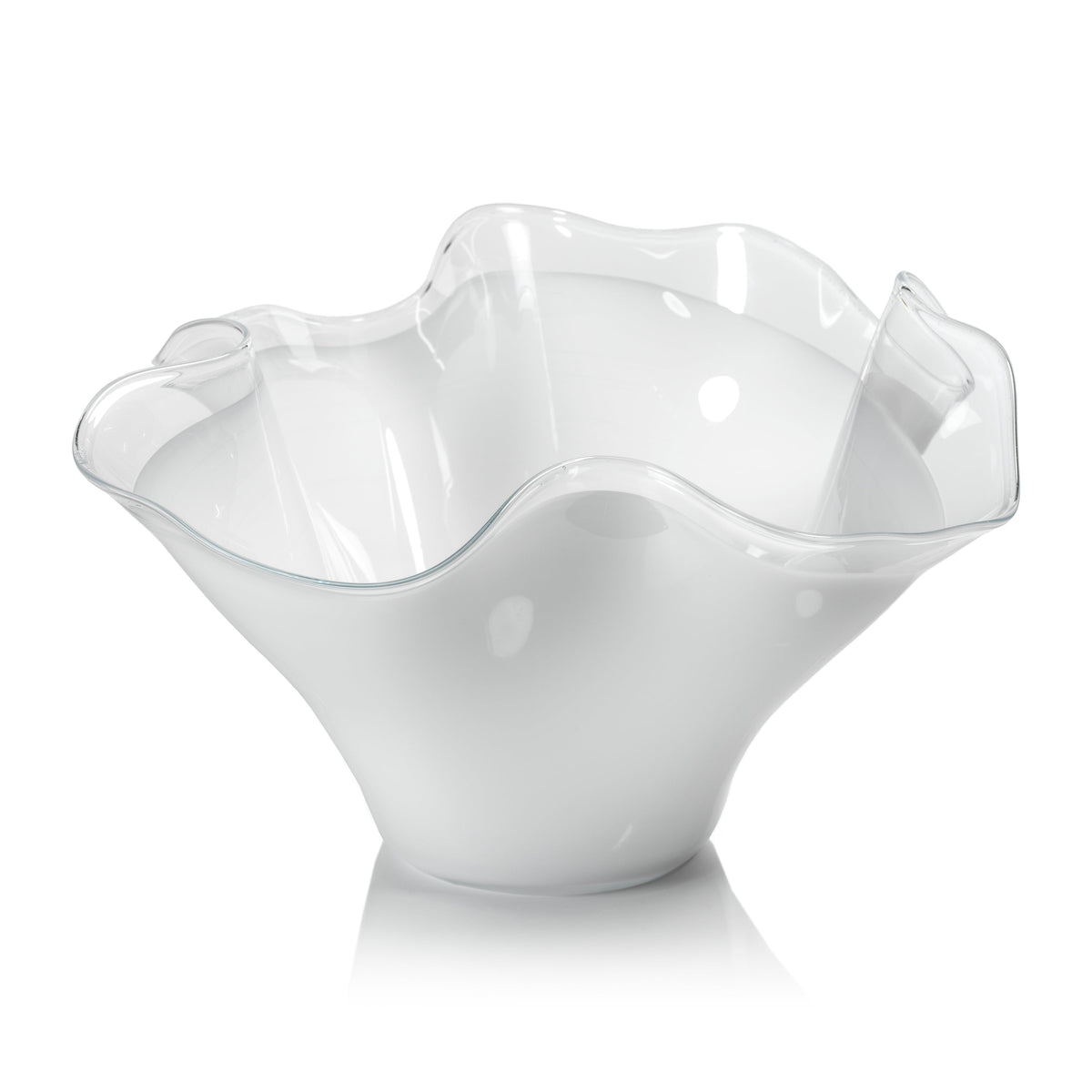 Delia Wave Glass Bowl White