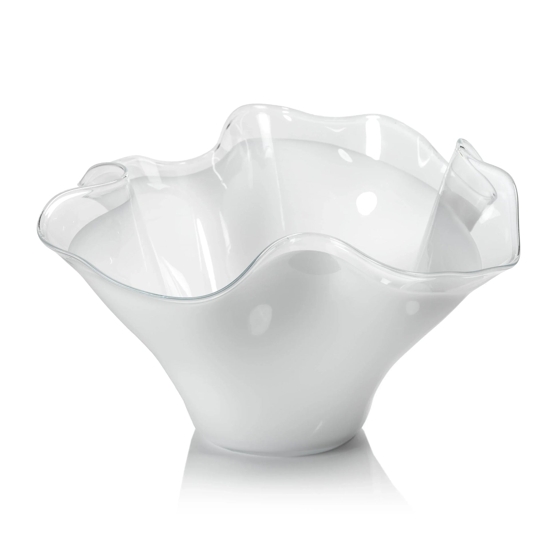 White Petala Glass Bowl Large Decorative Bowls