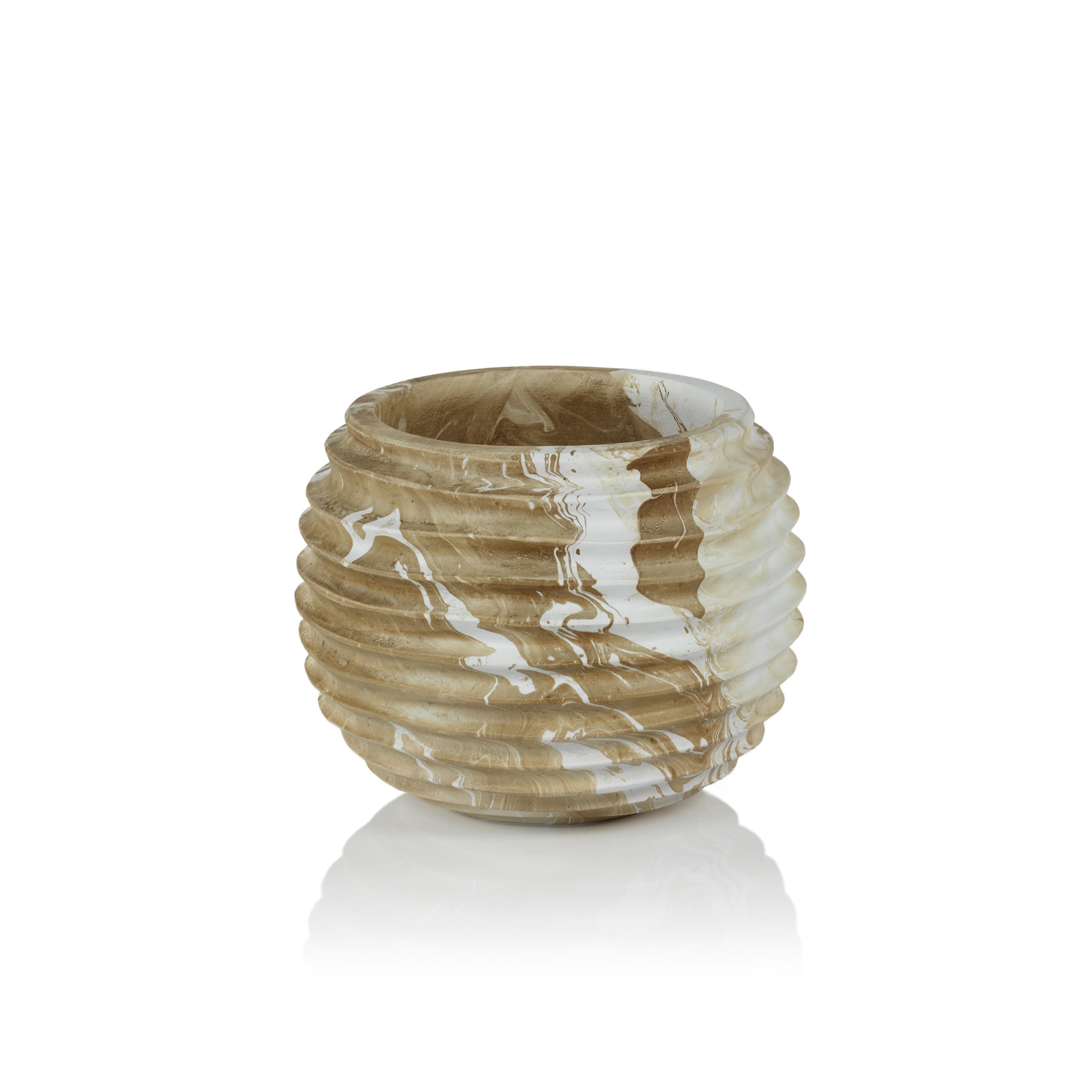 Latte Mango Wood Cocoon Pot