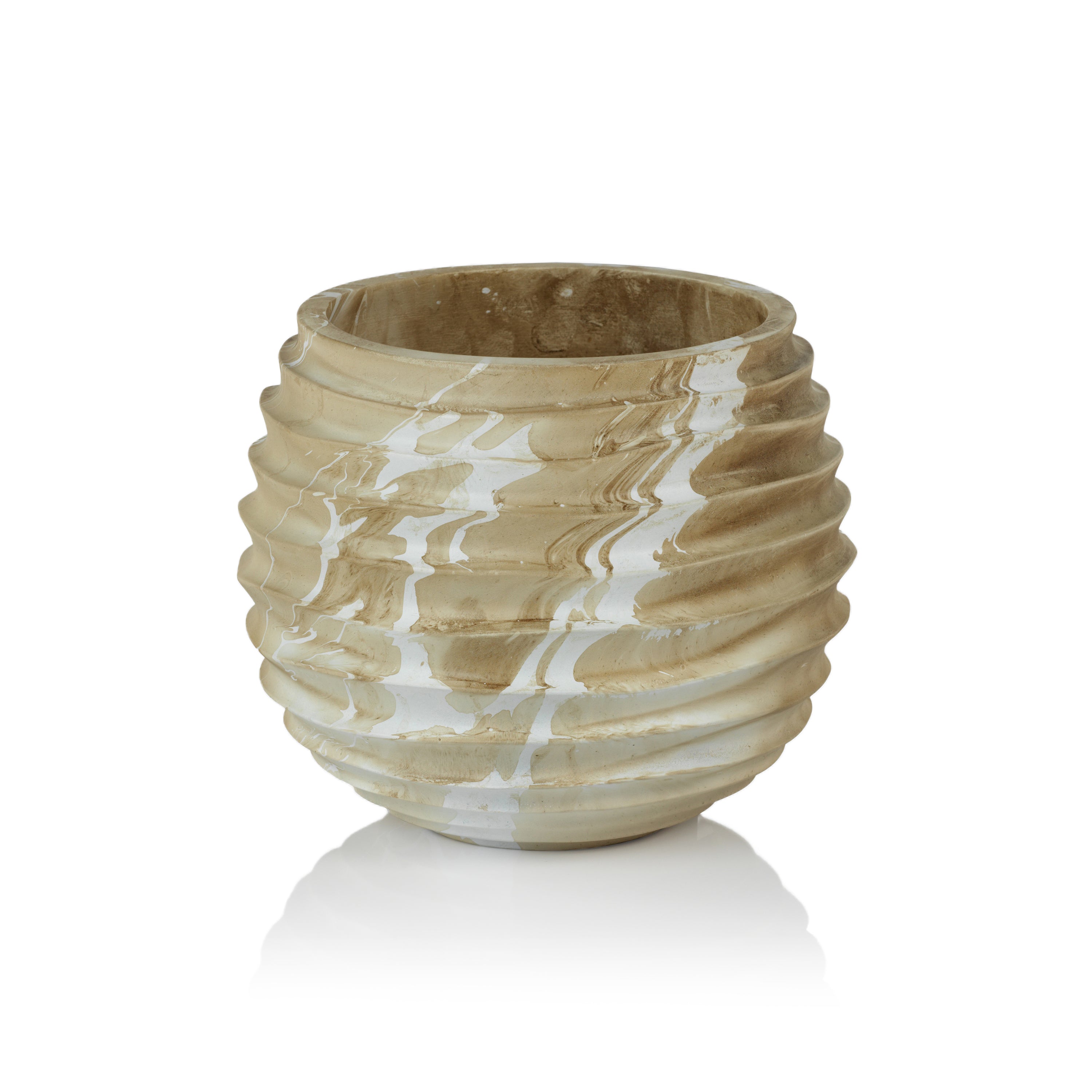 Latte Mango Wood Cocoon Pot