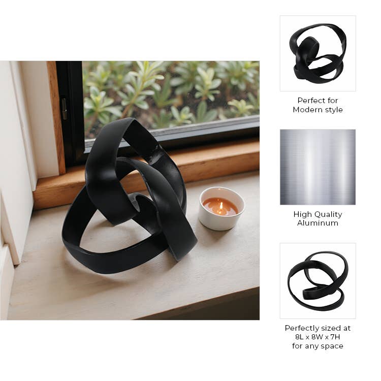 Abstract Interwoven Decorative Object - Black