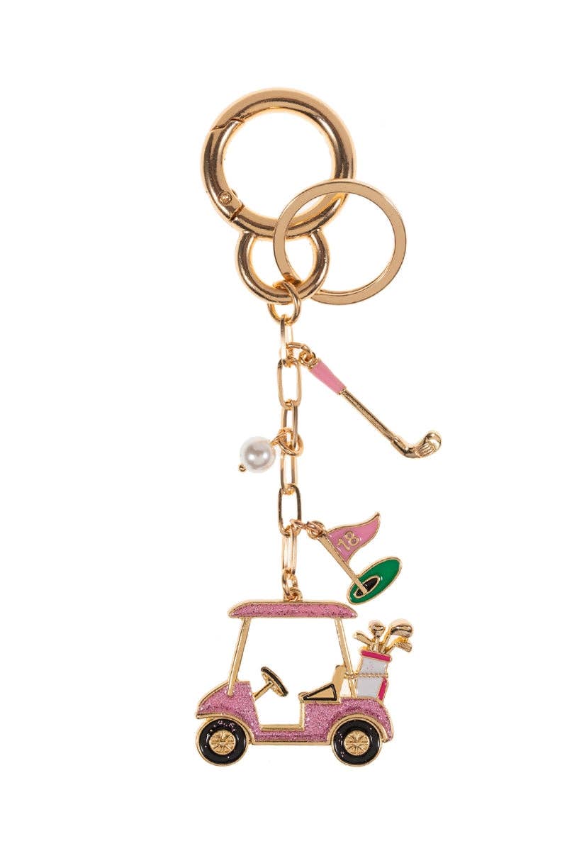 Sports Golf Cart Shaped Bag Charm And Keychain