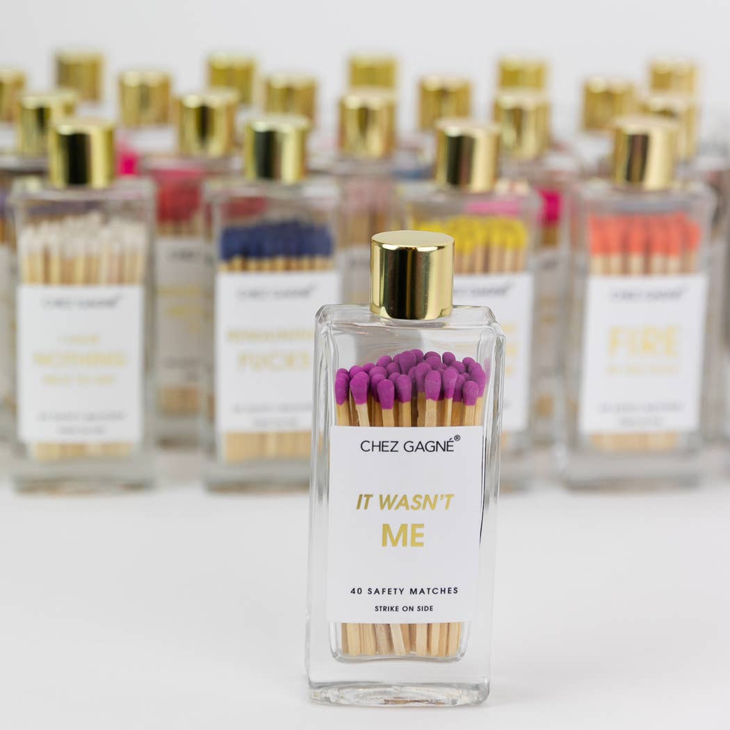 It Wasn't Me - Glass Bottle Safety Matches - Bright Purple