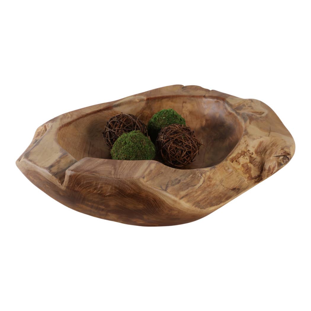 Teak Natural Wood Low Bowl