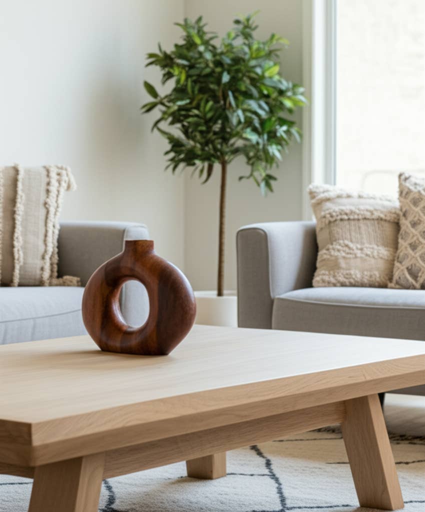 Mango Wood Round Cut-out Vase