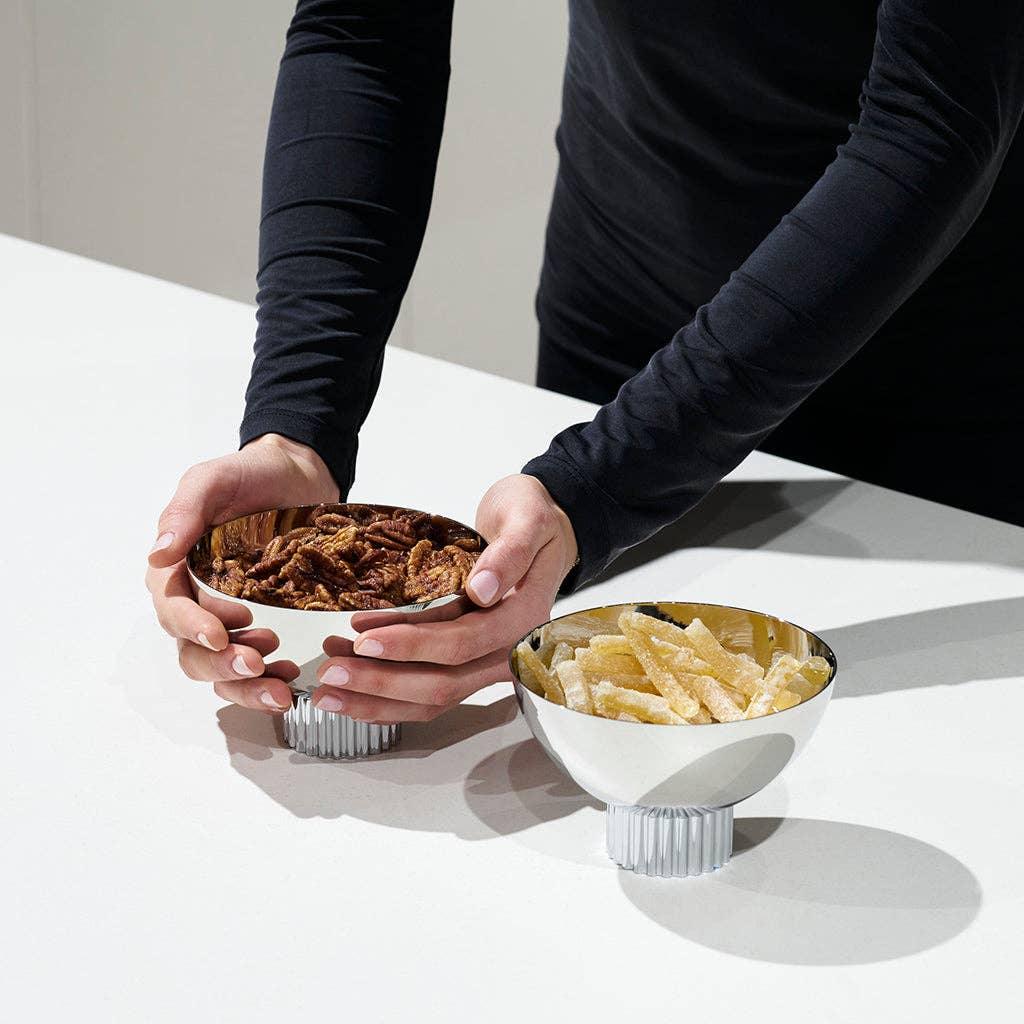 Striations Nut Bowl, Silver Serving Bowl