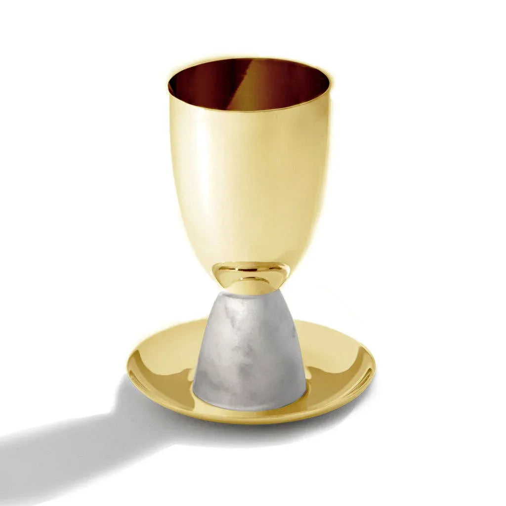 Coluna Kiddush Cup, Marble & Gold Judaica