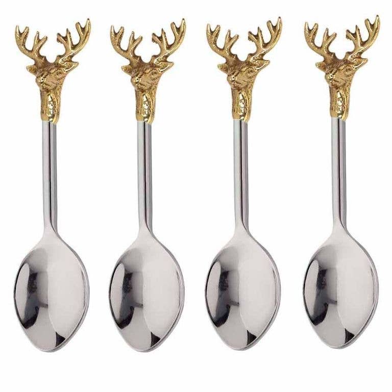 Gilded Deer Spoons S/4