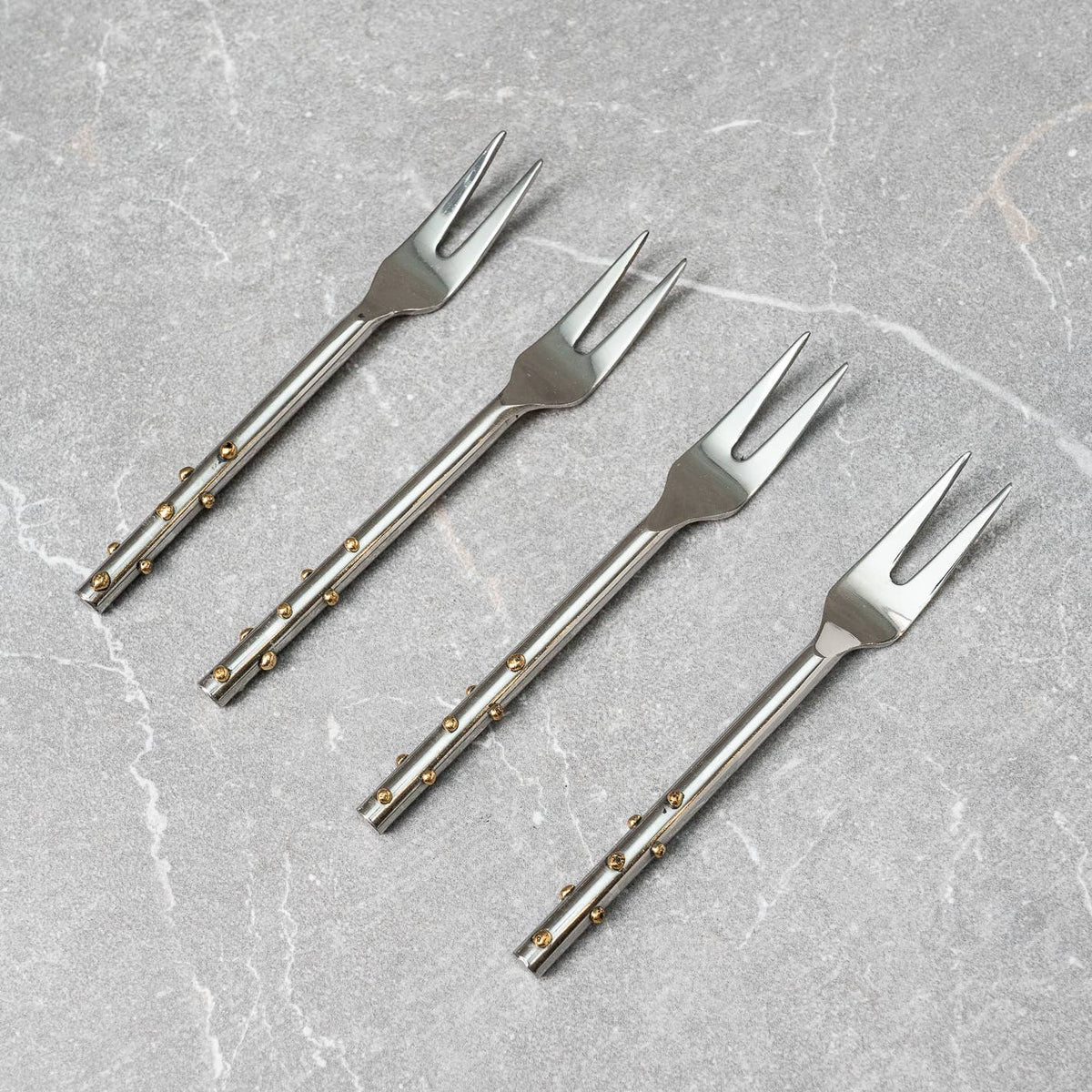 Gold Dot Forks, Set of 4