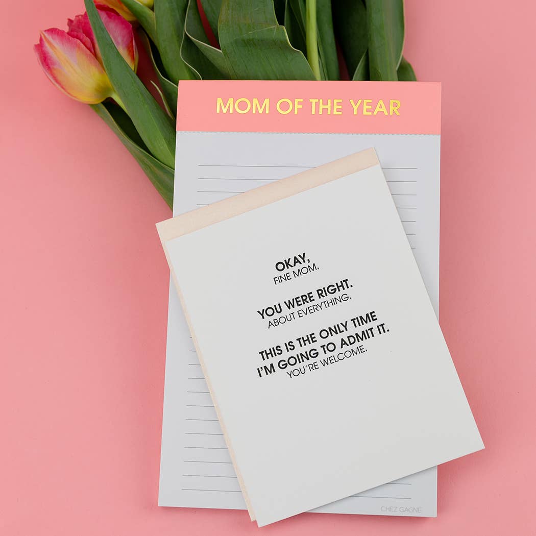 Mom Of The Year Lined Notepad - Coral - Mother's Day Gift