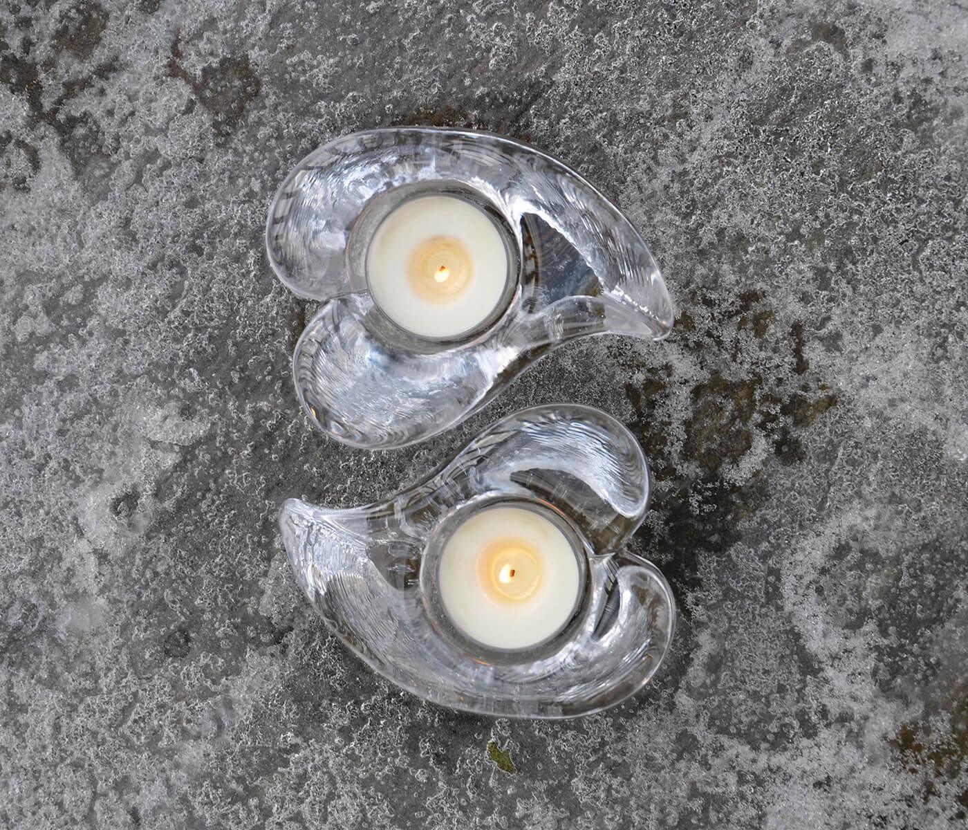 Twist Heart Tealight Set Of 2 Votives, Hurricanes & Candleholders