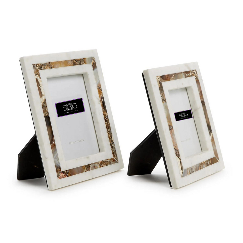 Amber Agate White Marble Frame