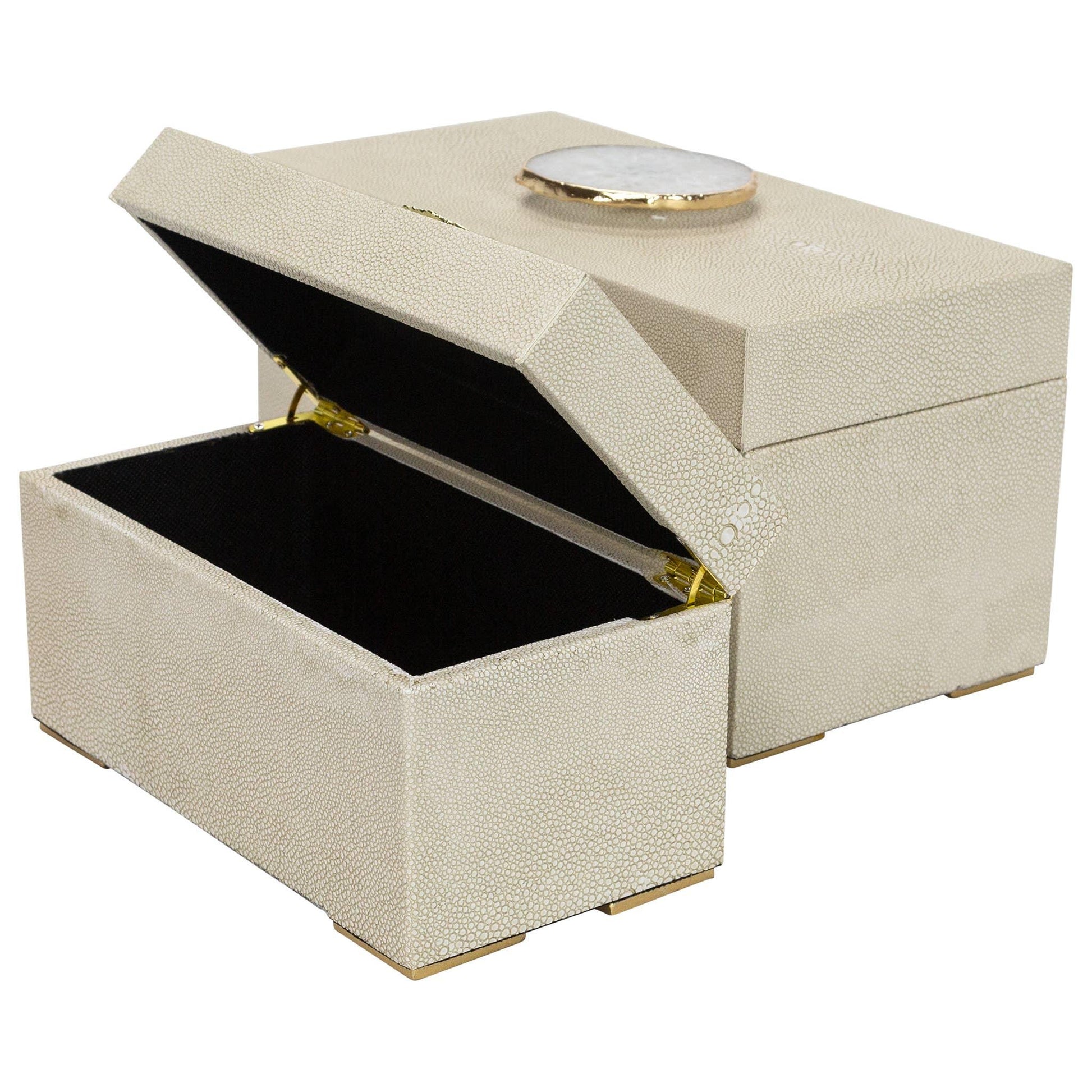 Berkley Beige Shagreen Leather Boxes Decorative Boxes